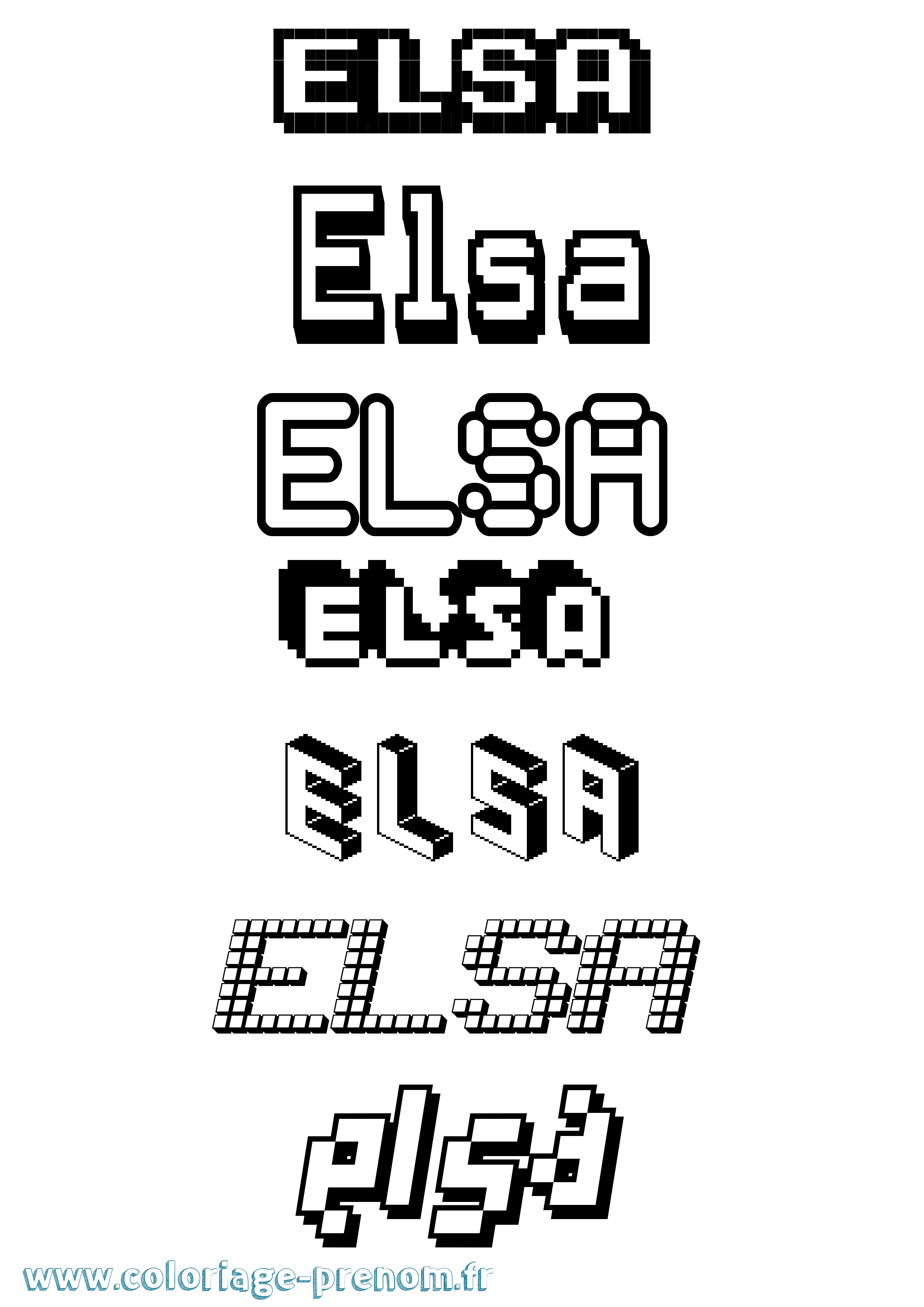 Coloriage prénom Elsa