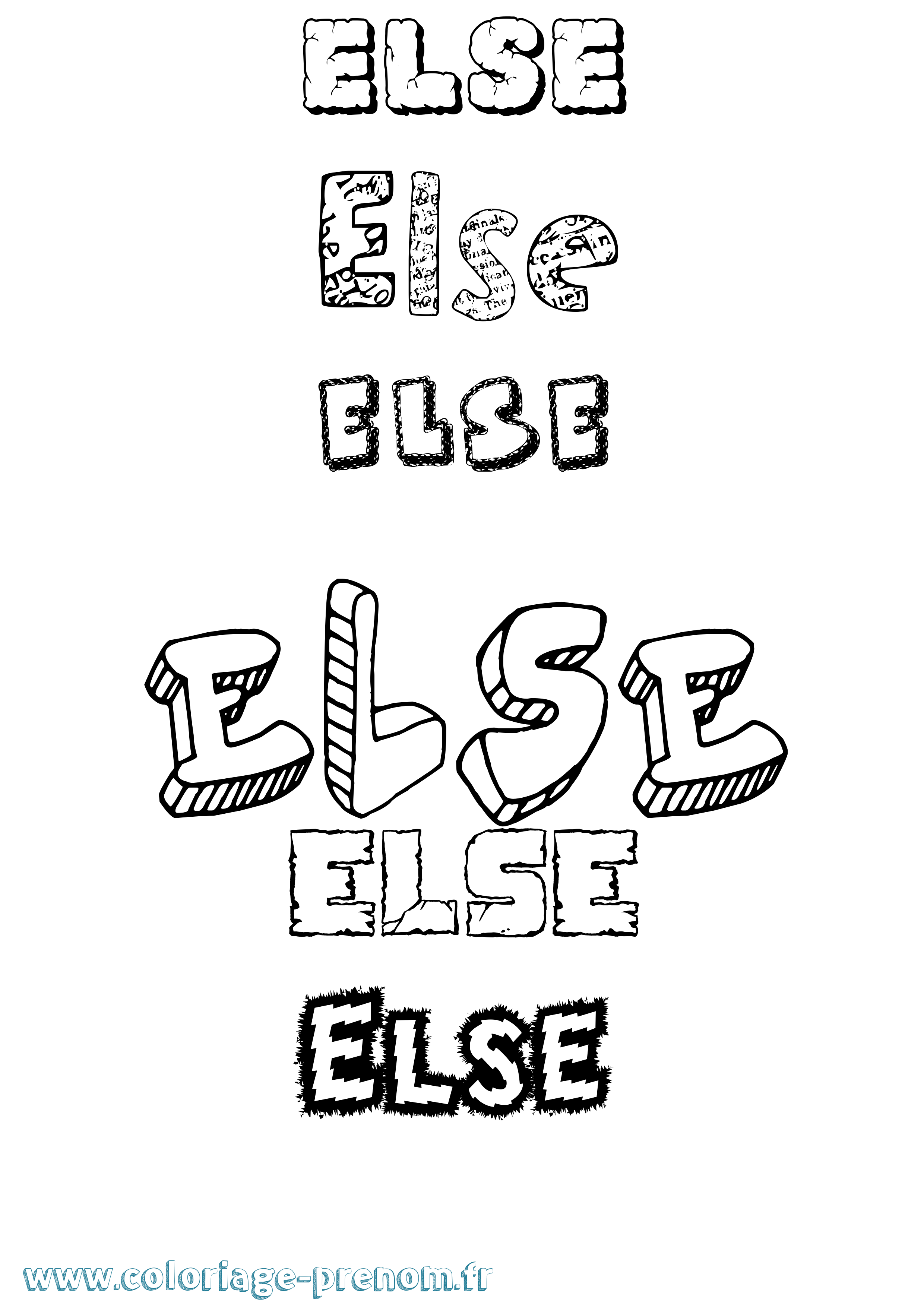 Coloriage Else Destructuré Coloriage prénom Else Destructuré