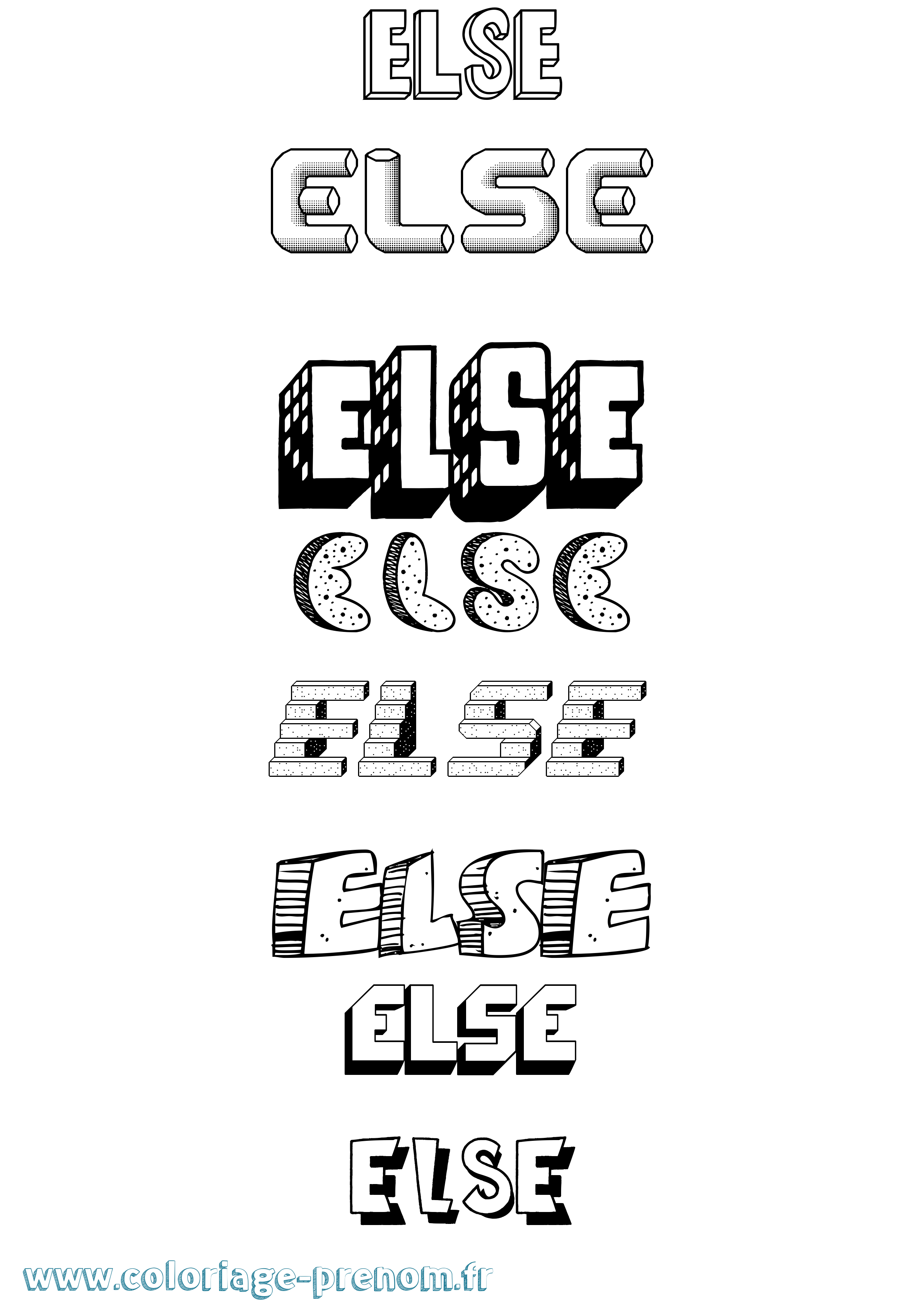 Coloriage Else Effet 3D Coloriage prénom Else Effet 3D