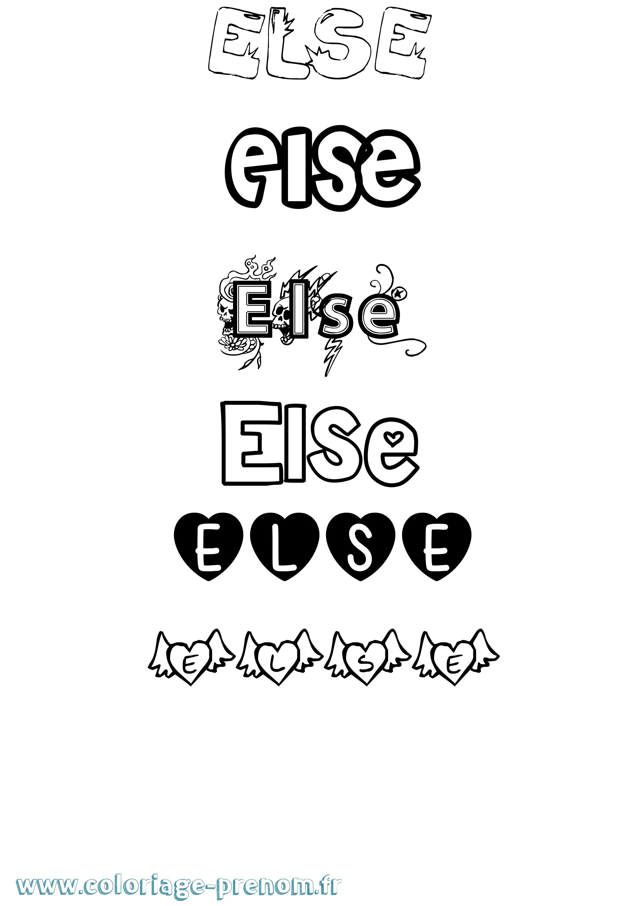 Coloriage Else Girly Coloriage prénom Else Girly
