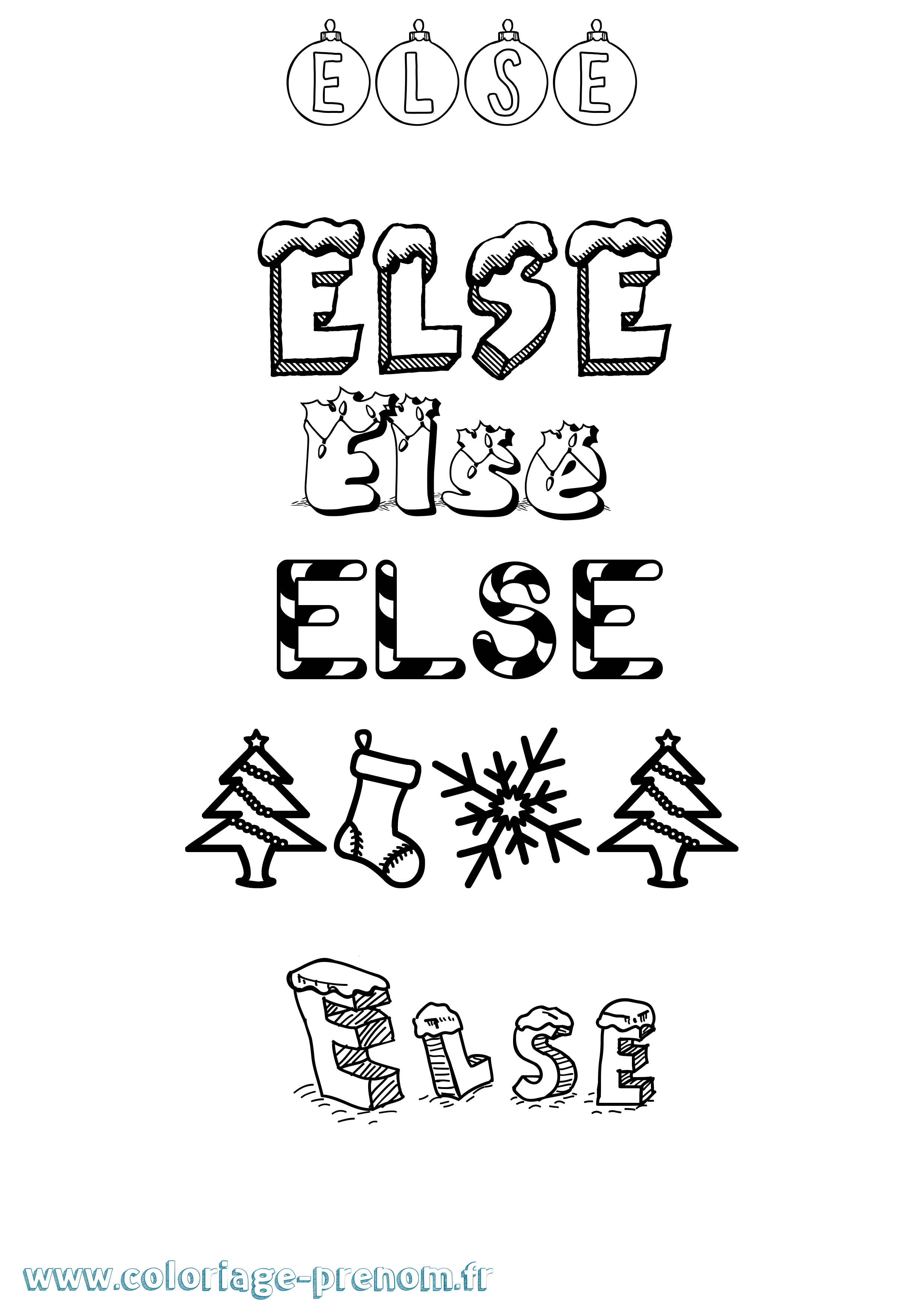 Coloriage Else Noël Coloriage prénom Else Noël