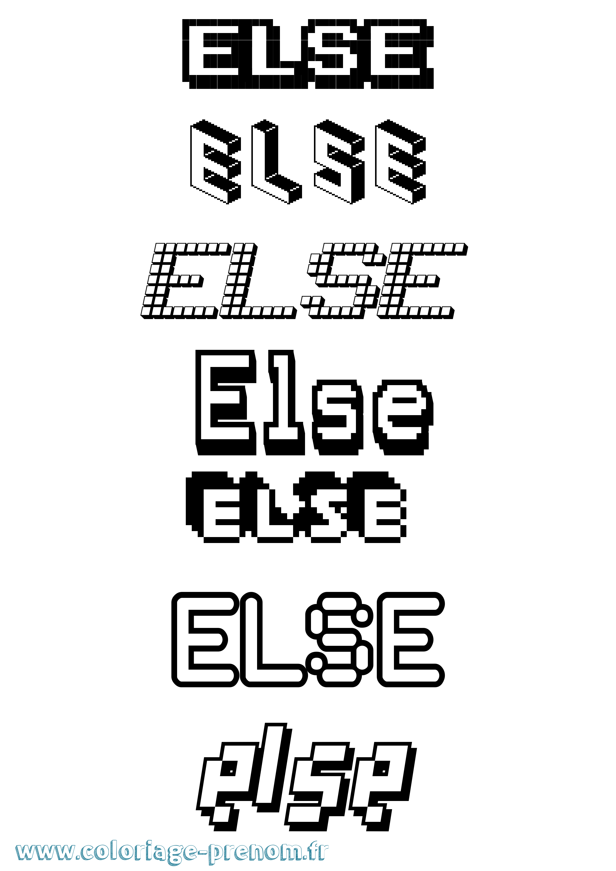 Coloriage Else Pixel Coloriage prénom Else Pixel