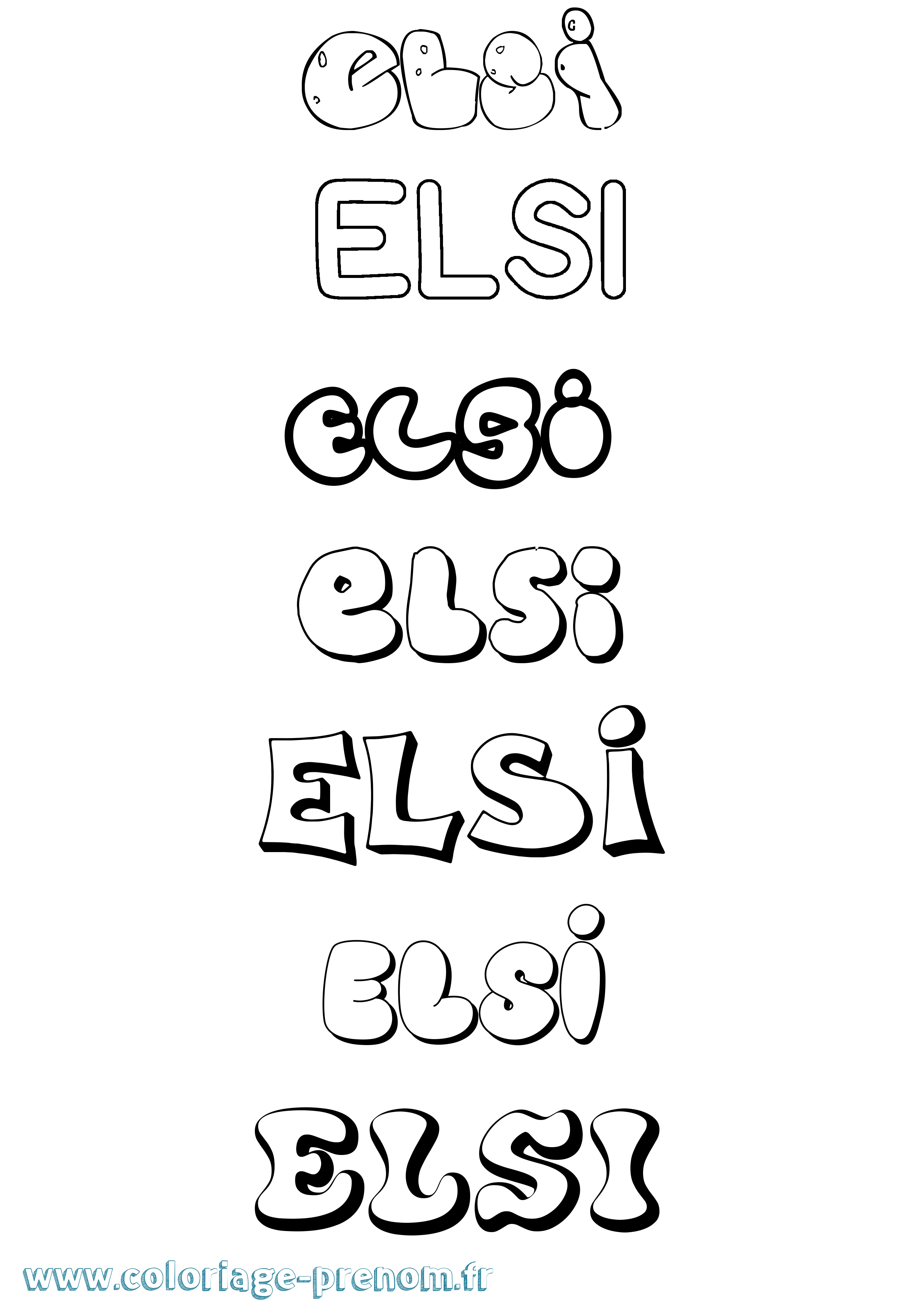 Coloriage Elsi Bubble Coloriage prénom Elsi Bubble