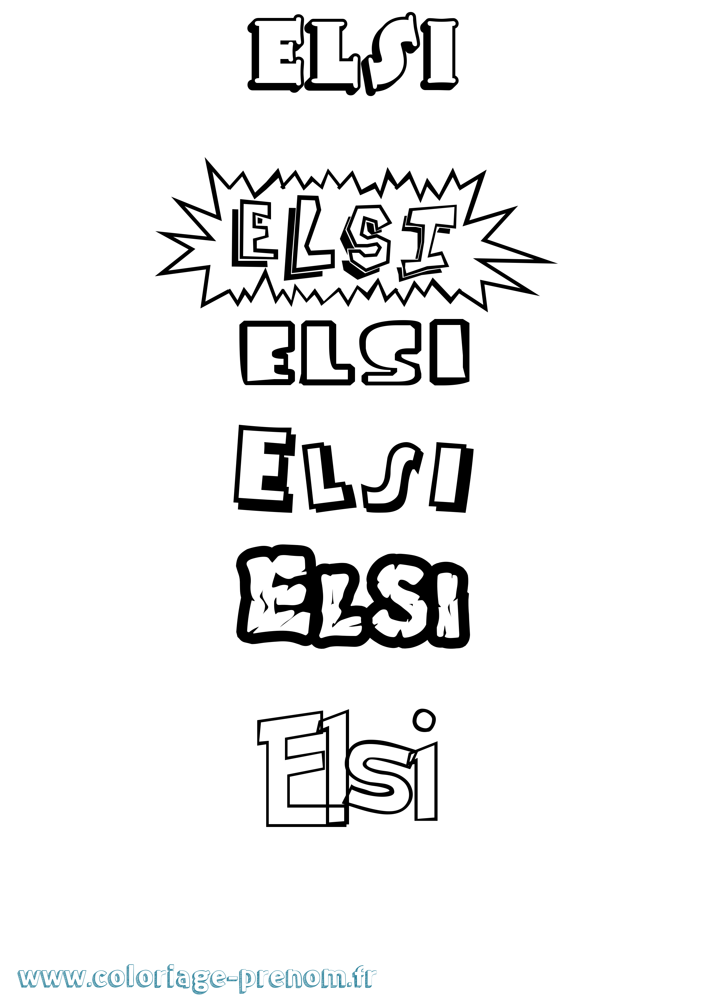 Coloriage Elsi Dessin Animé Coloriage prénom Elsi Dessin Animé