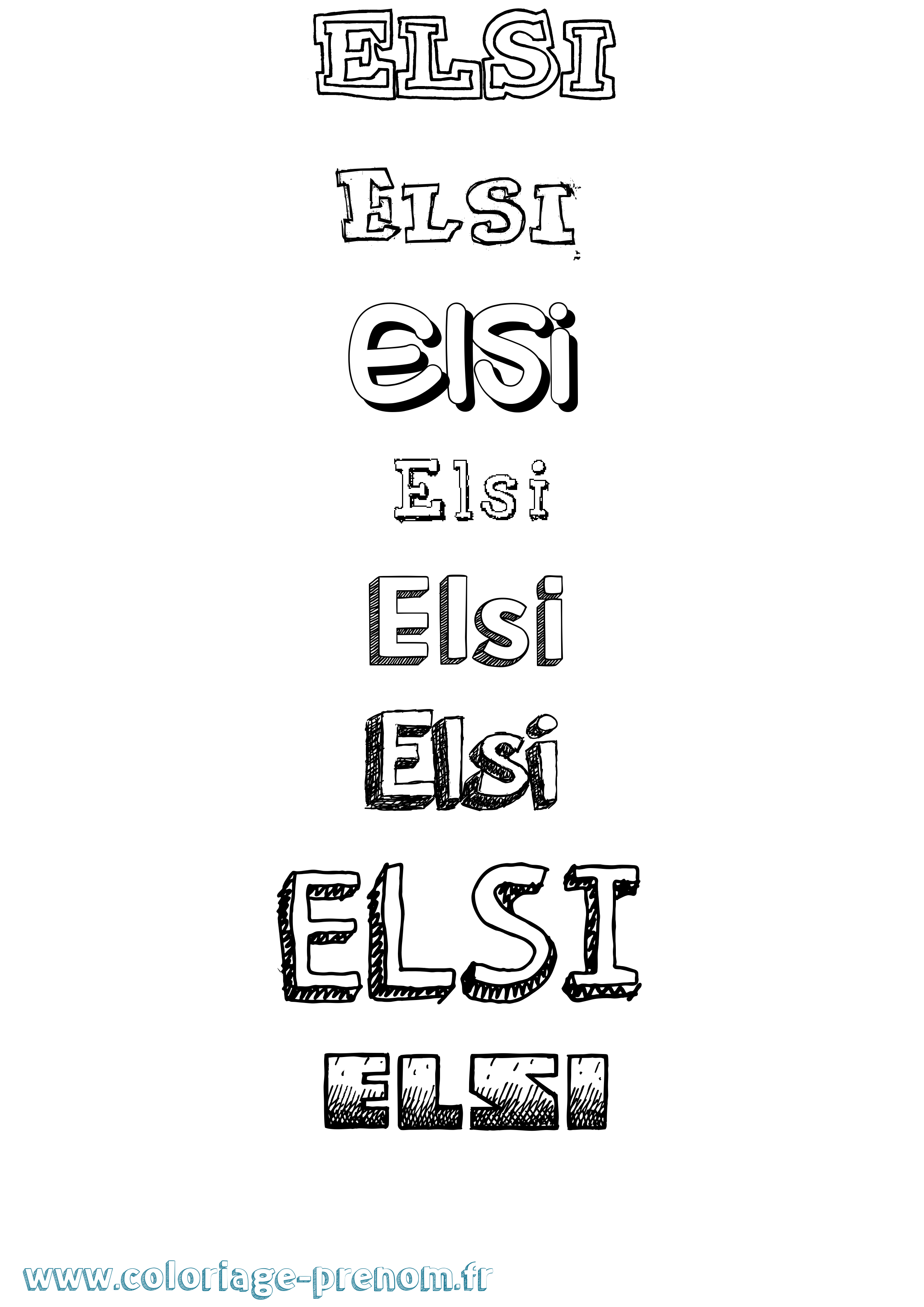 Coloriage prénom Elsi Dessiné