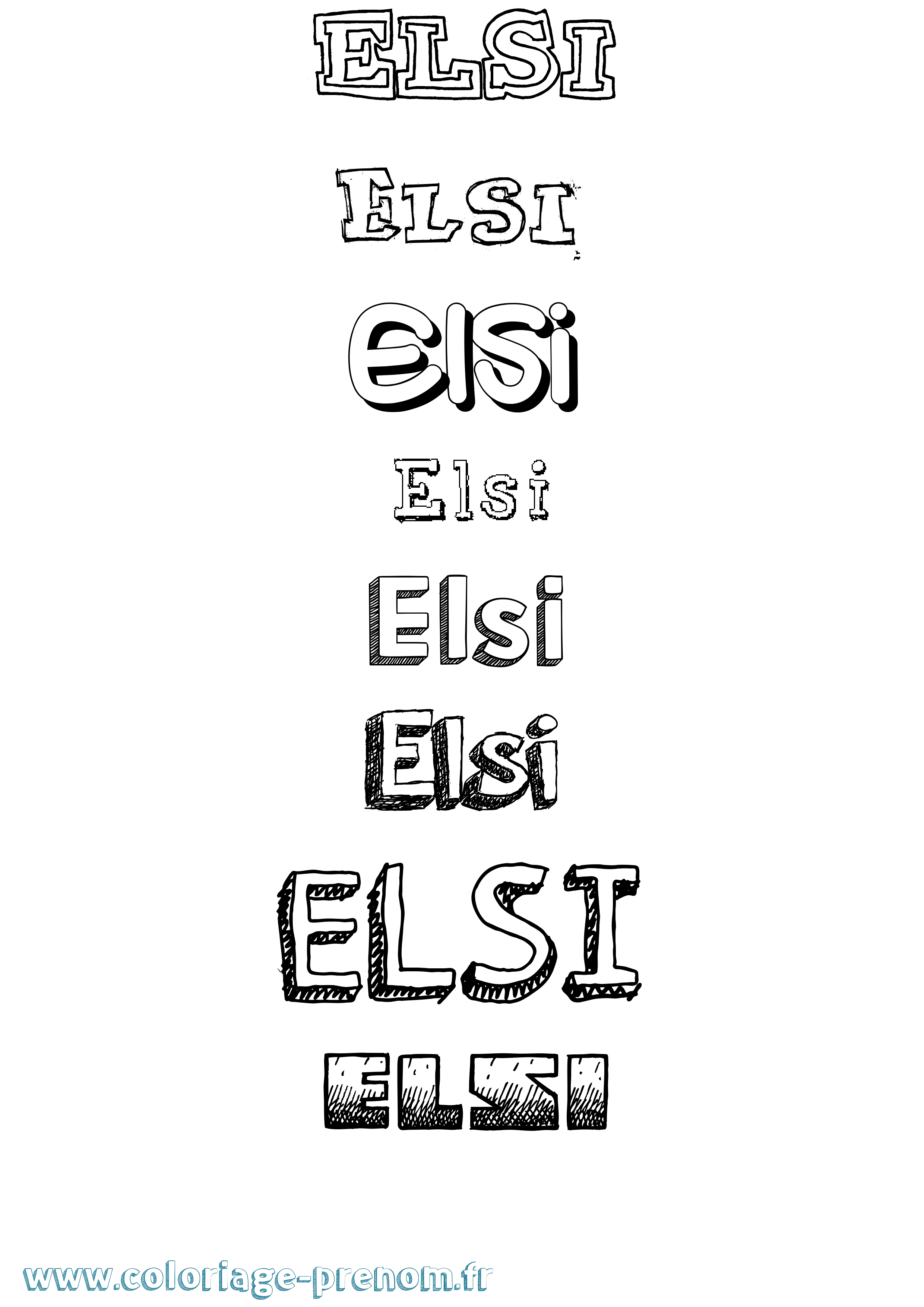 Coloriage Elsi Dessiné Coloriage prénom Elsi Dessiné