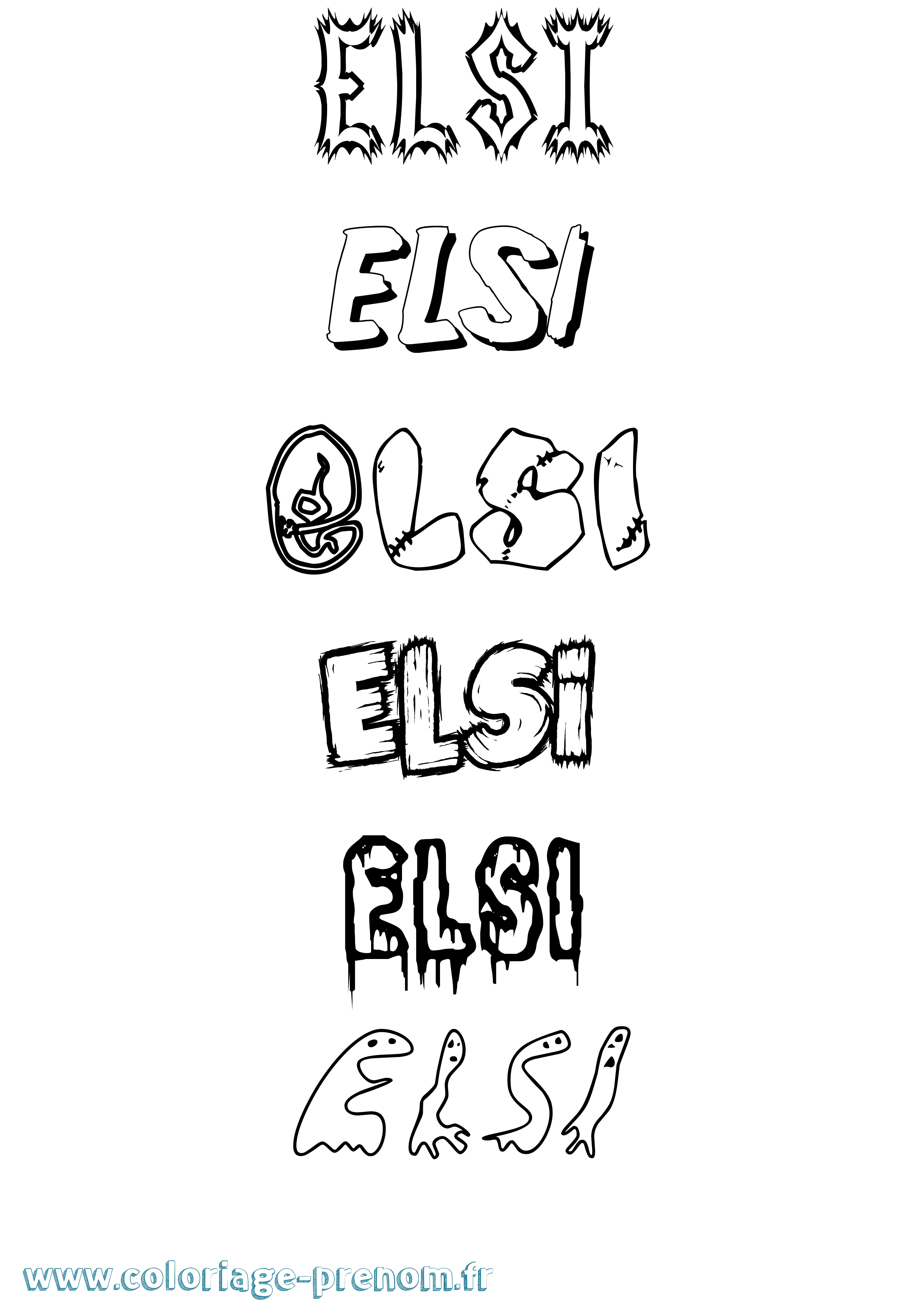 Coloriage Elsi Frisson Coloriage prénom Elsi Frisson