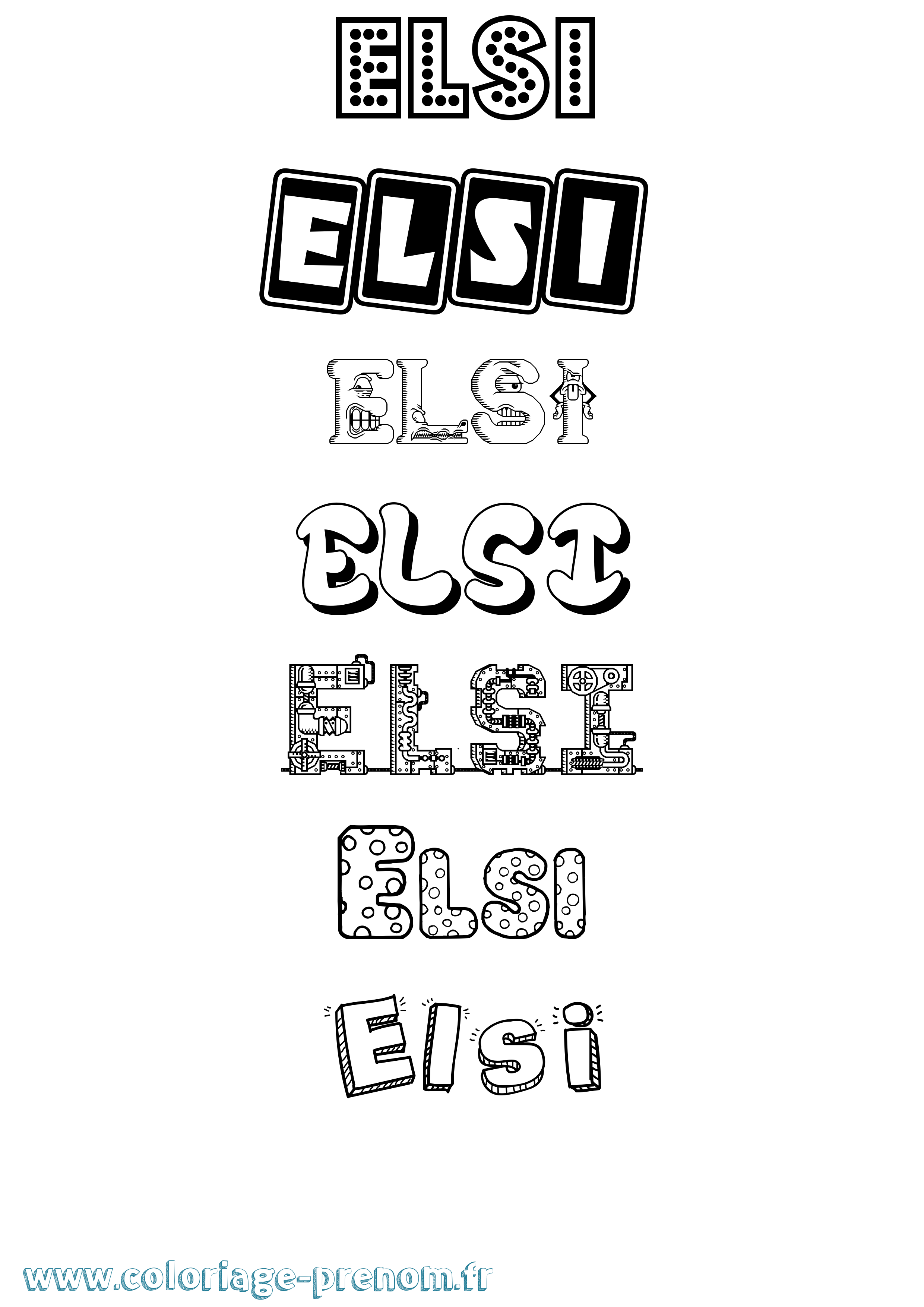 Coloriage Elsi Fun Coloriage prénom Elsi Fun