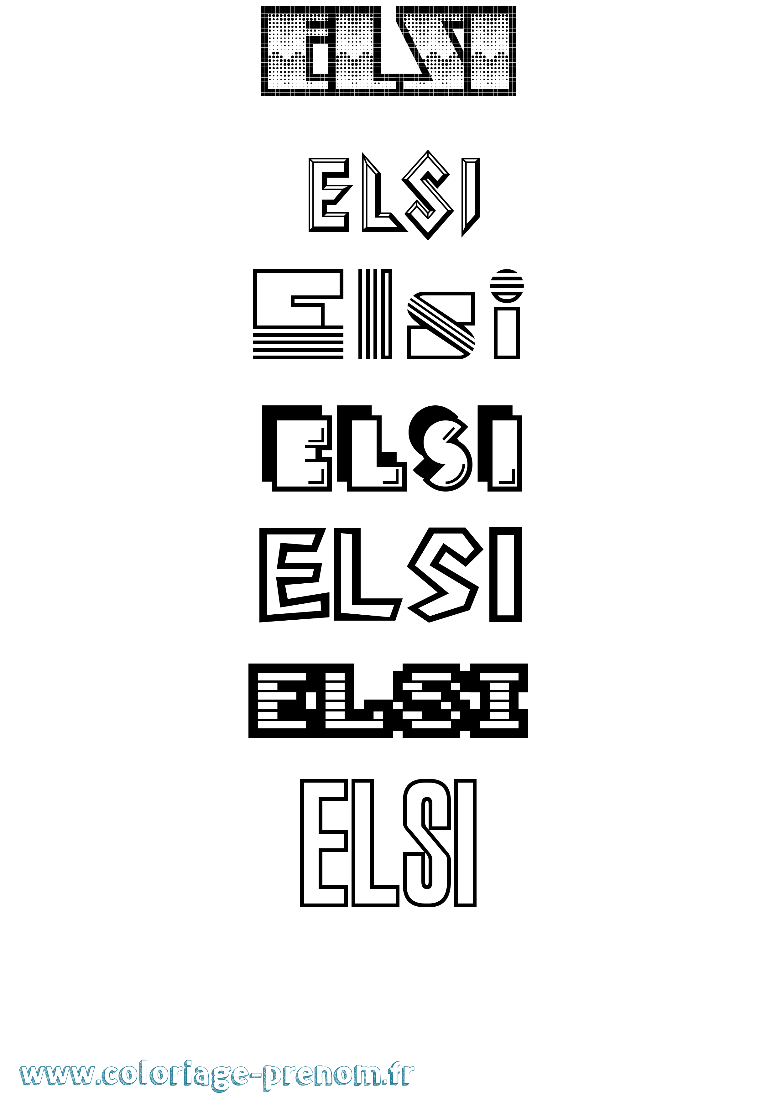 Coloriage Elsi Jeux Vidéos Coloriage prénom Elsi Jeux Vidéos