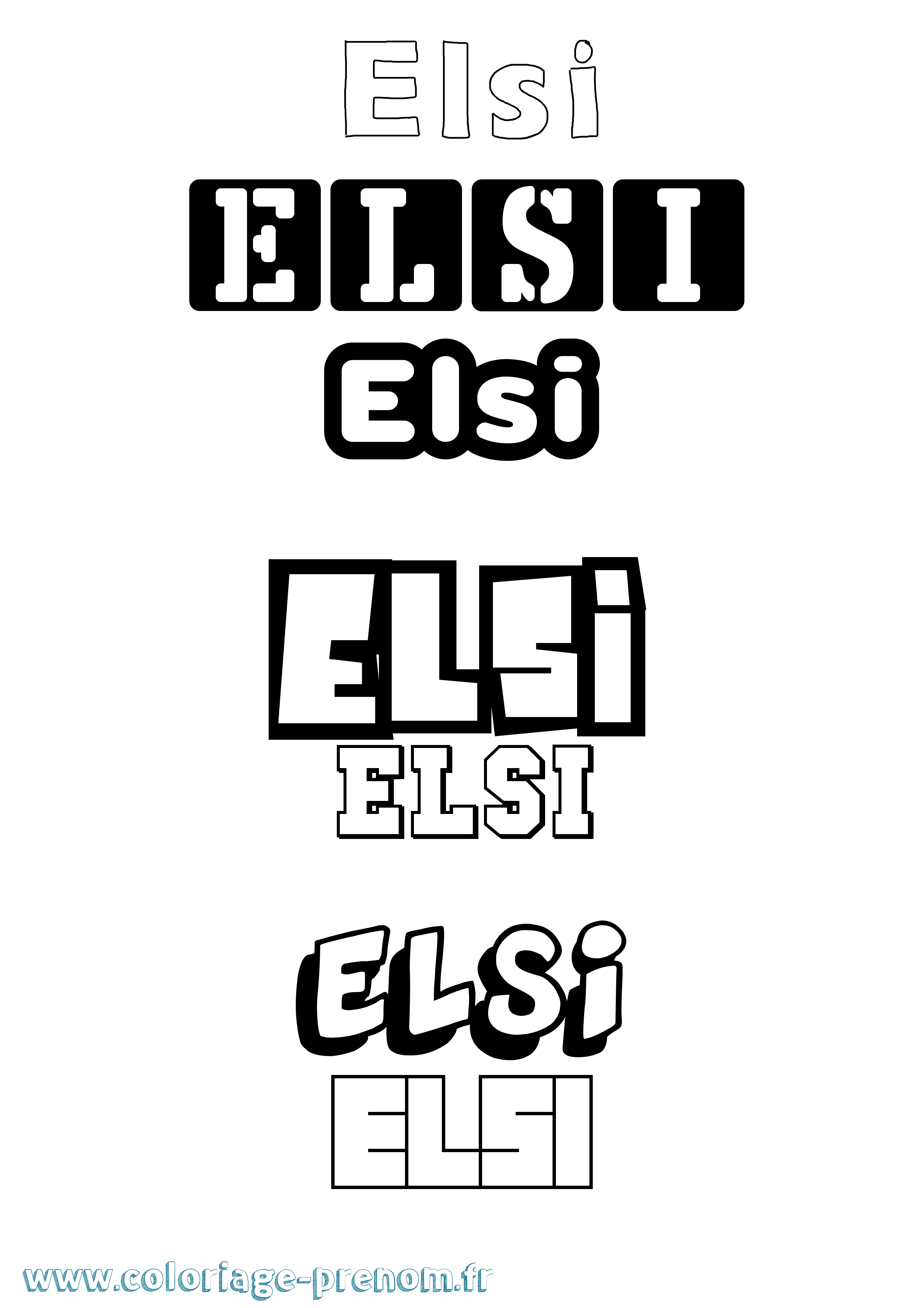 Coloriage Elsi Simple Coloriage prénom Elsi Simple