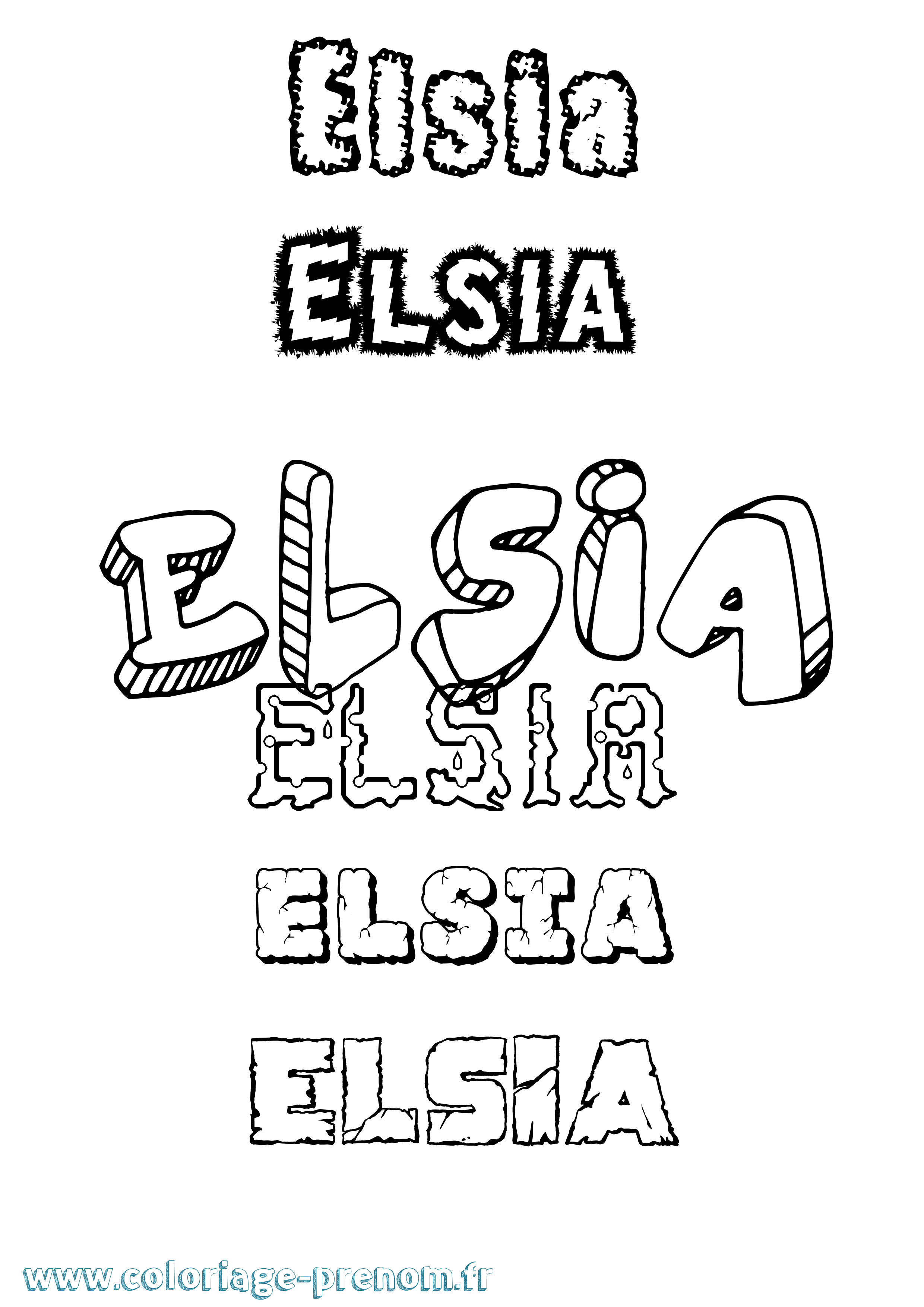 Coloriage prénom Elsia Destructuré
