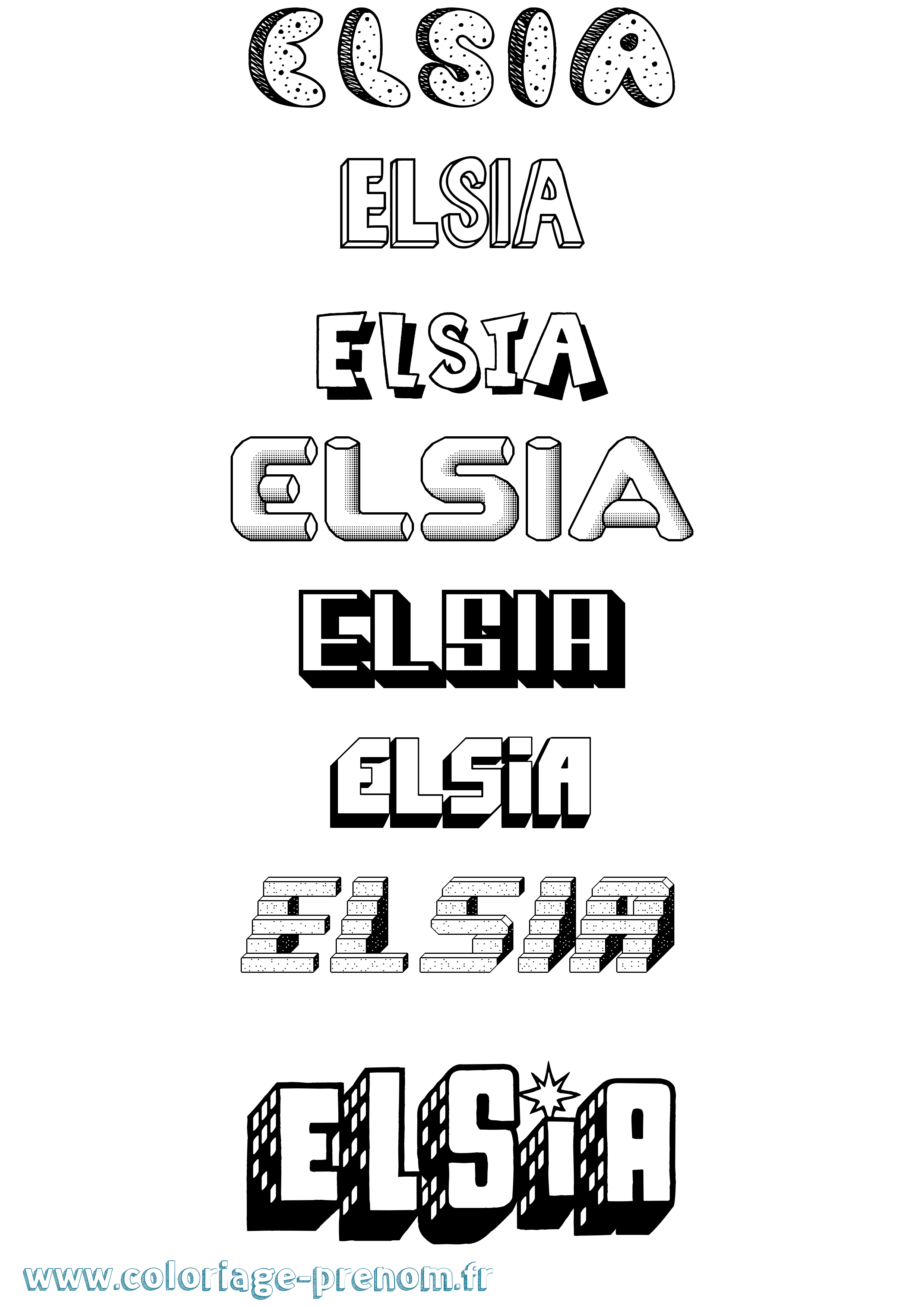 Coloriage prénom Elsia Effet 3D