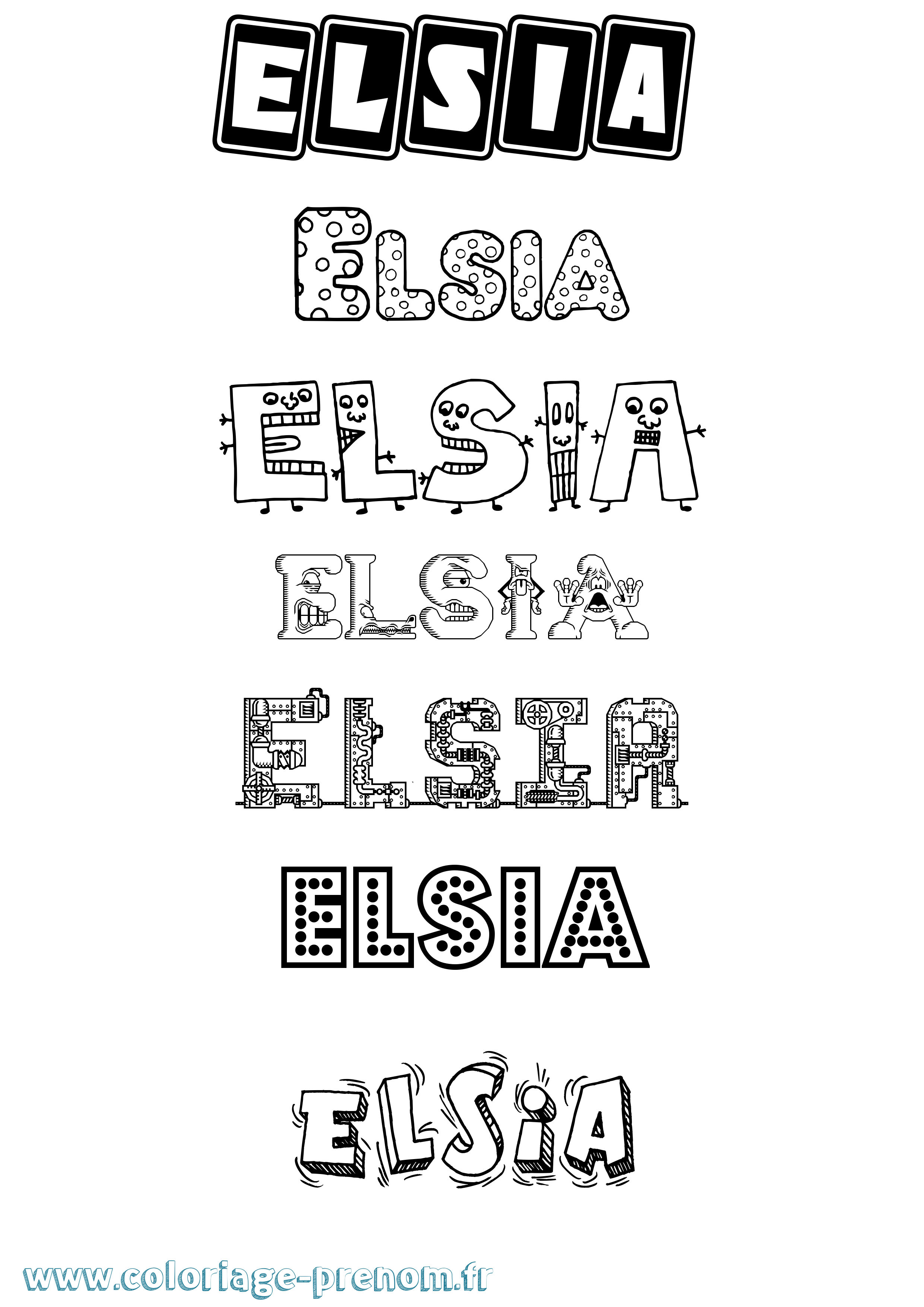 Coloriage prénom Elsia Fun