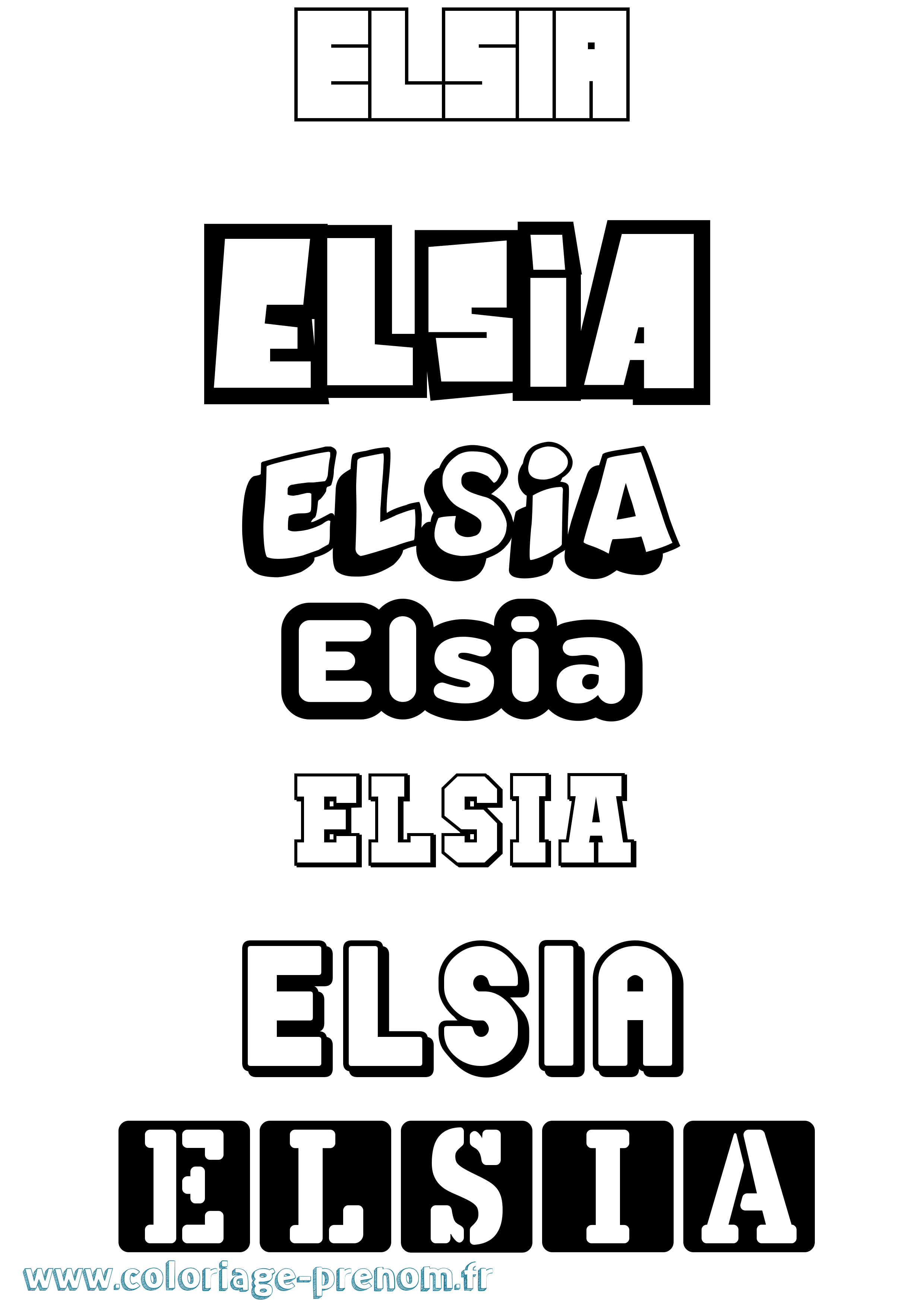 Coloriage prénom Elsia Simple