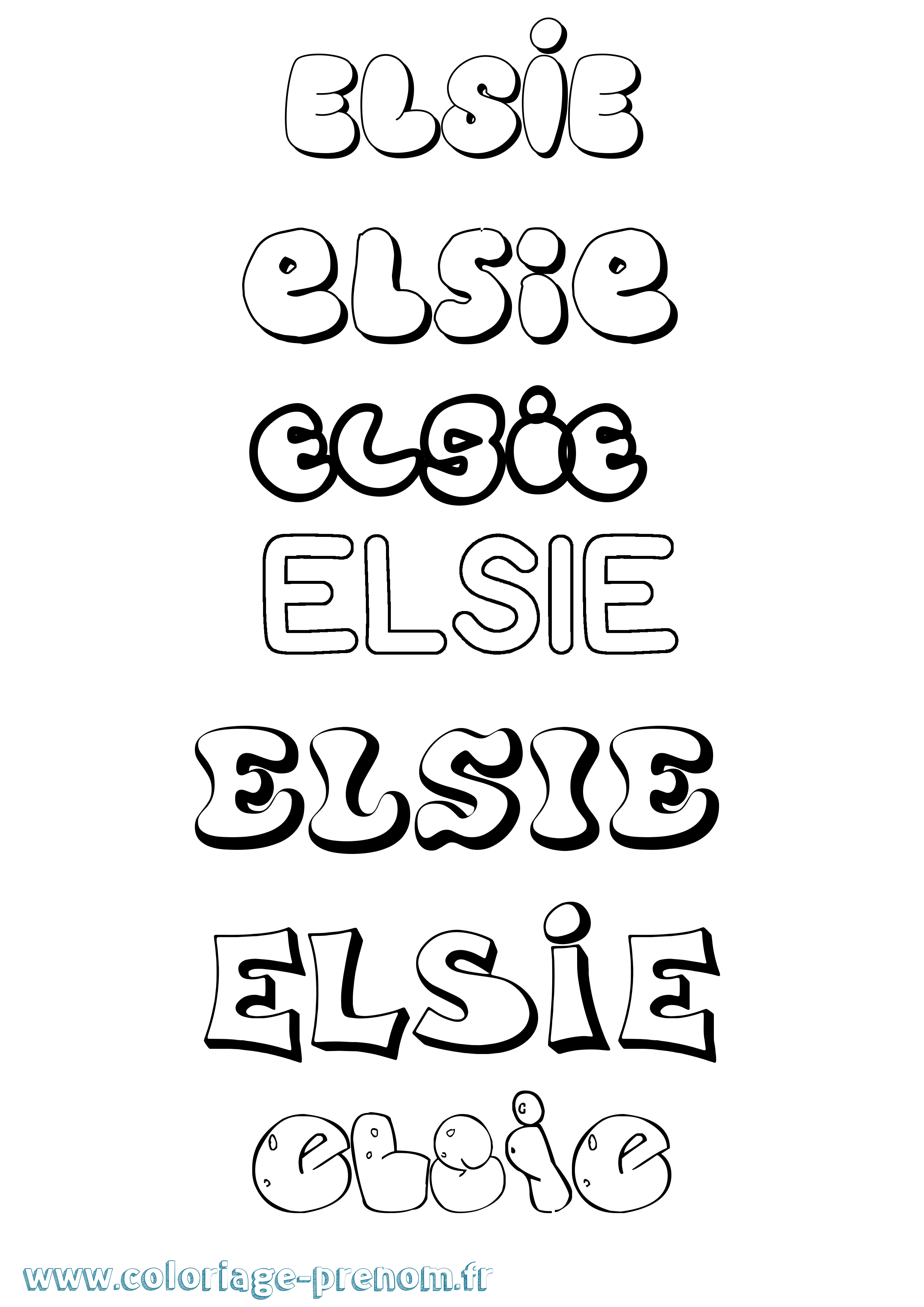 Coloriage prénom Elsie Bubble