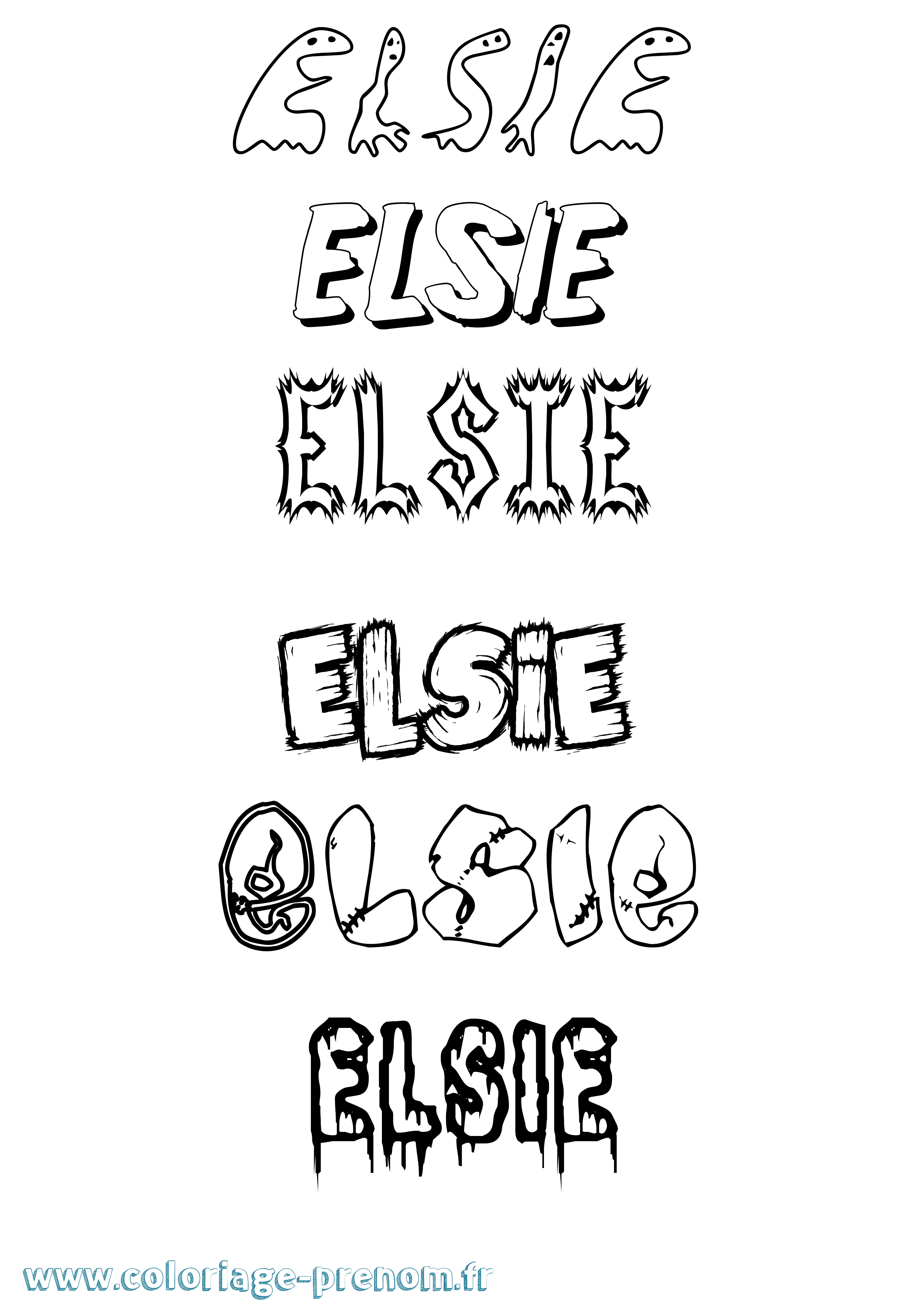 Coloriage prénom Elsie Frisson