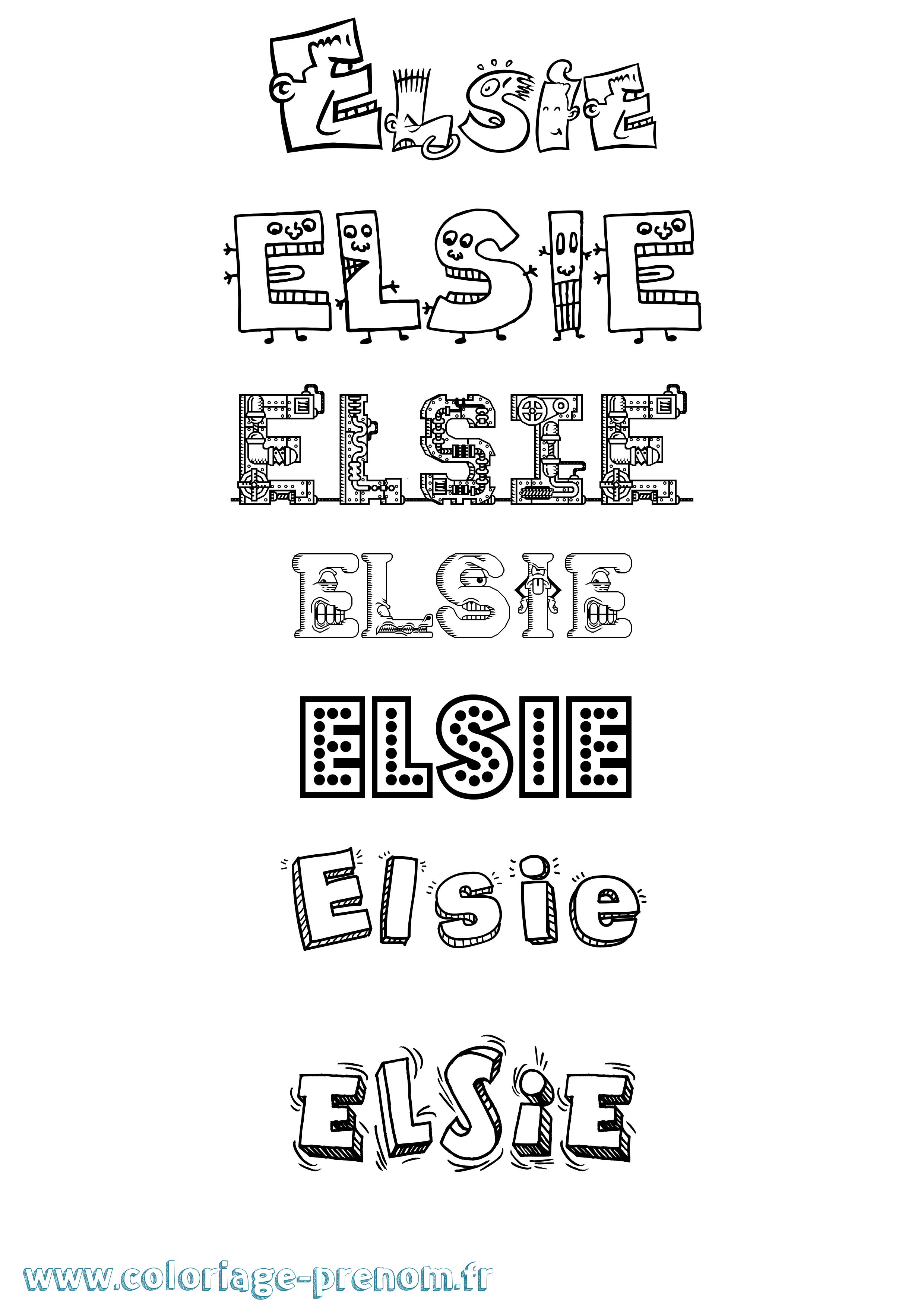 Coloriage prénom Elsie Fun