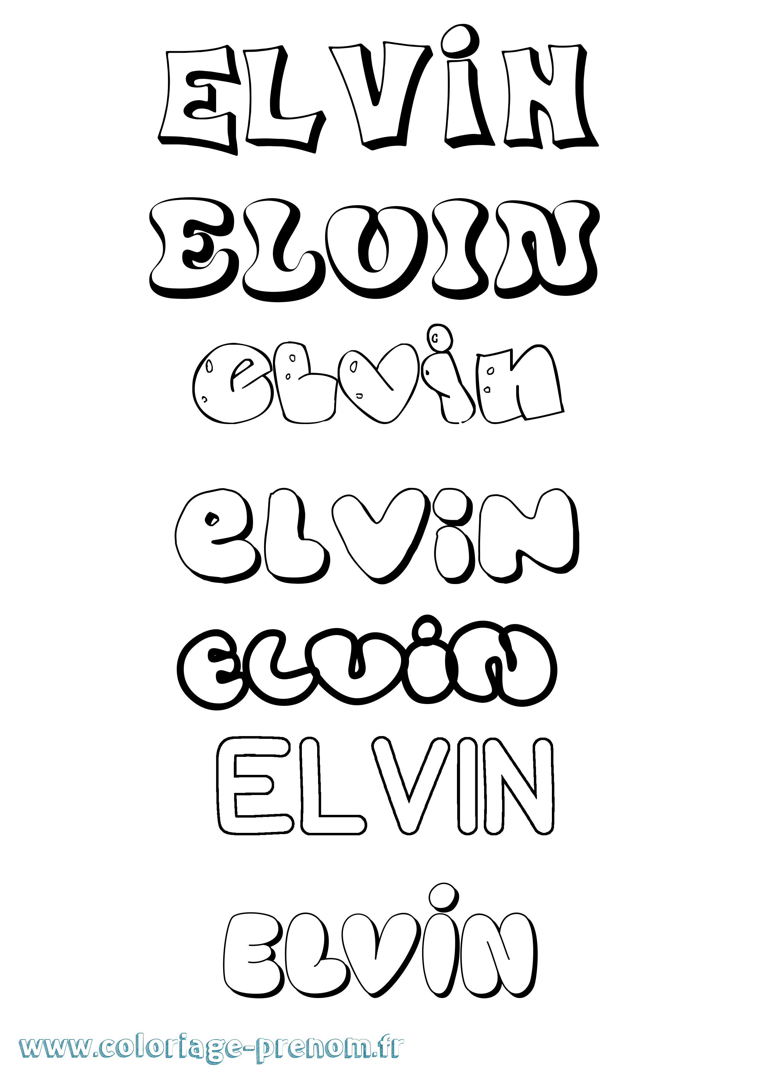 Coloriage Elvin Bubble Coloriage prénom Elvin Bubble