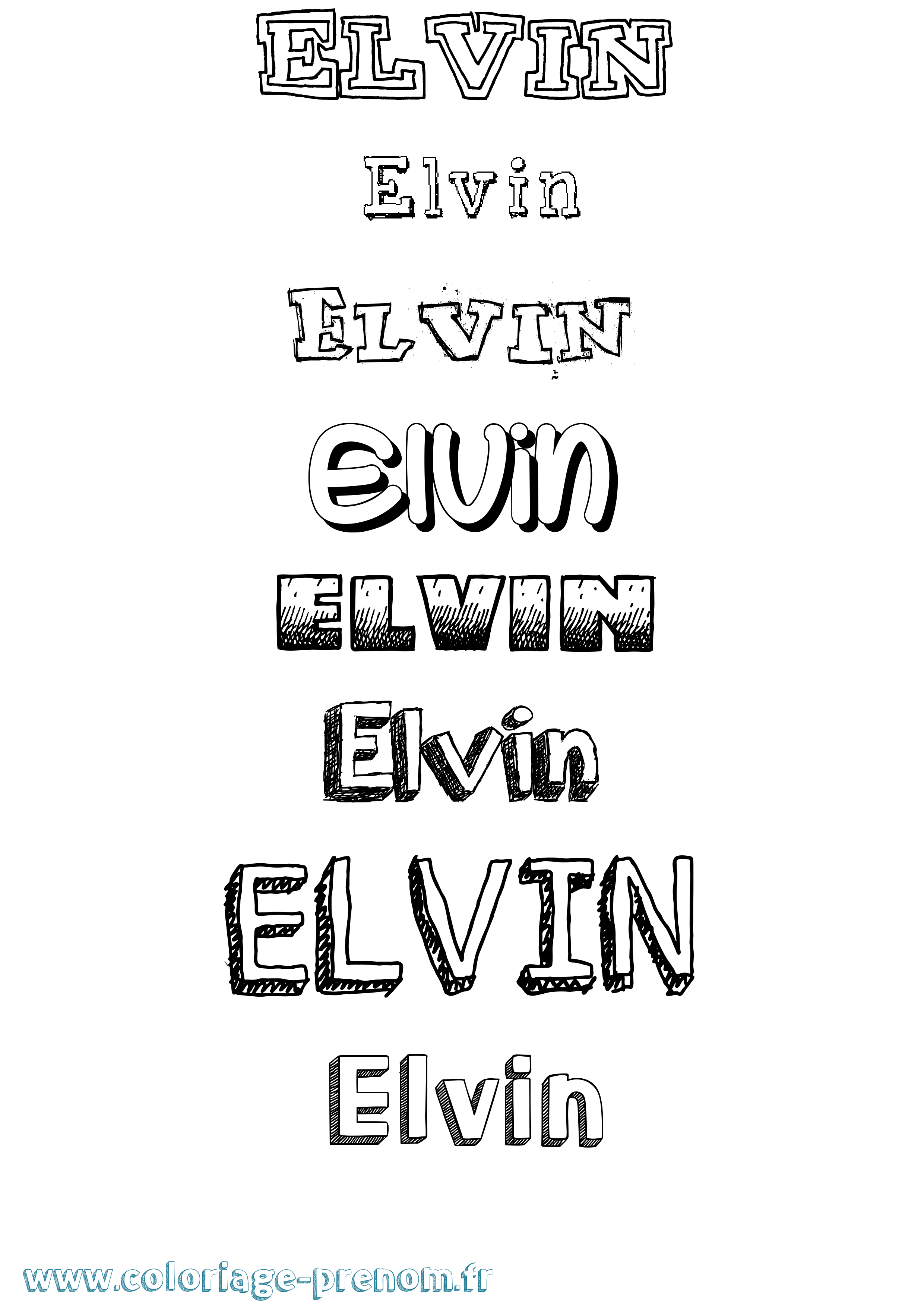 Coloriage Elvin Dessiné Coloriage prénom Elvin Dessiné