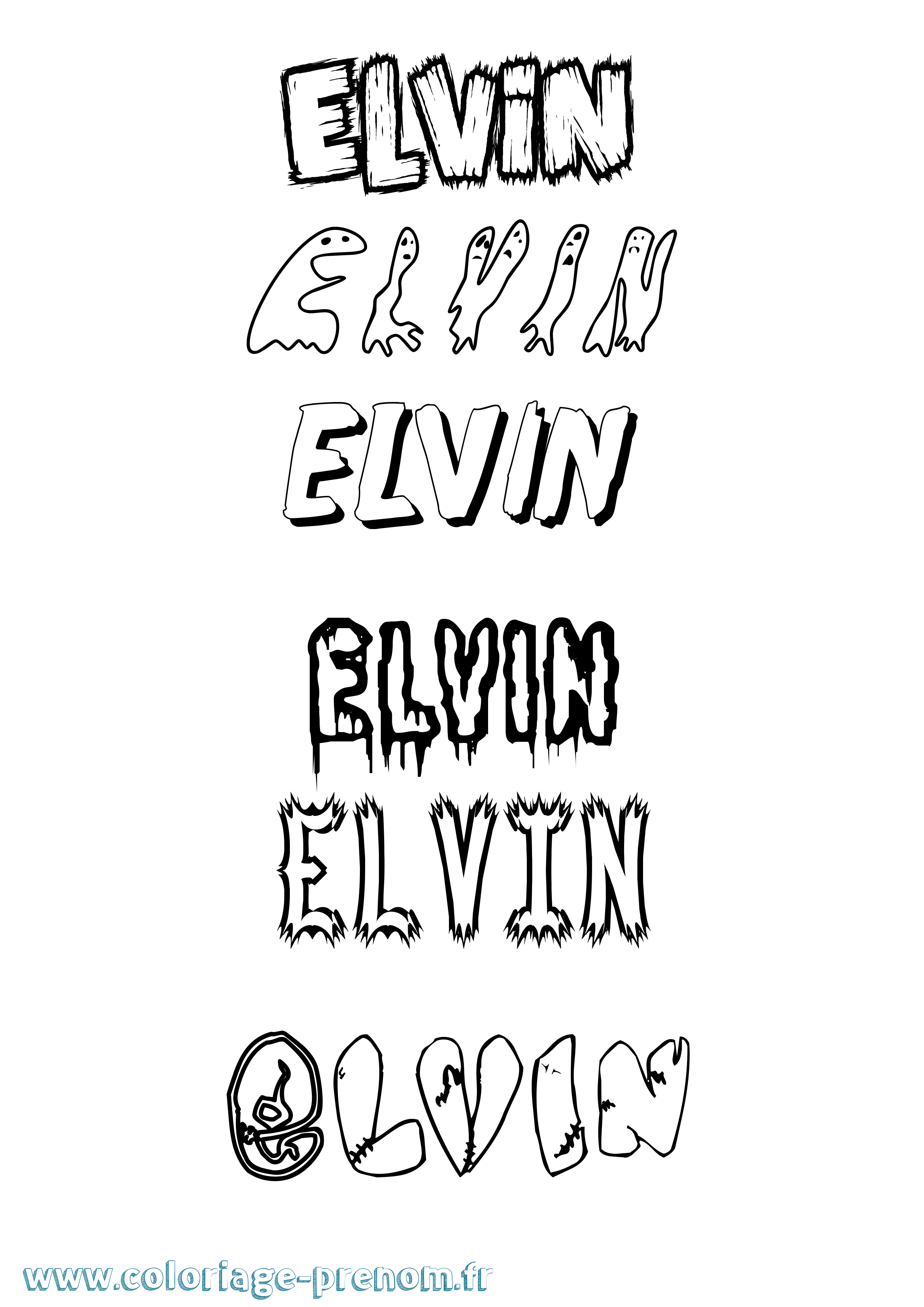 Coloriage Elvin Frisson Coloriage prénom Elvin Frisson