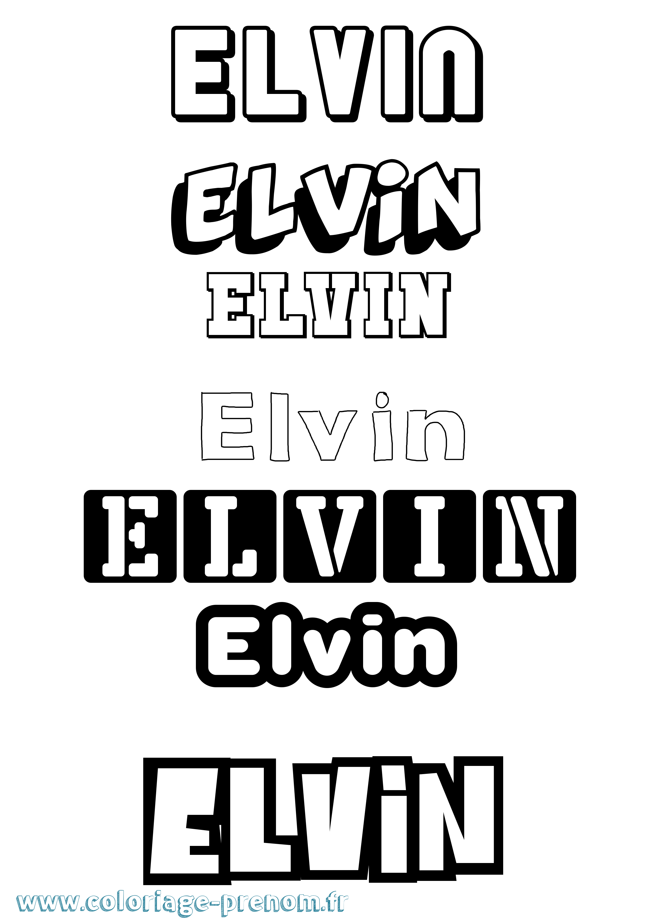 Coloriage Elvin Simple Coloriage prénom Elvin Simple