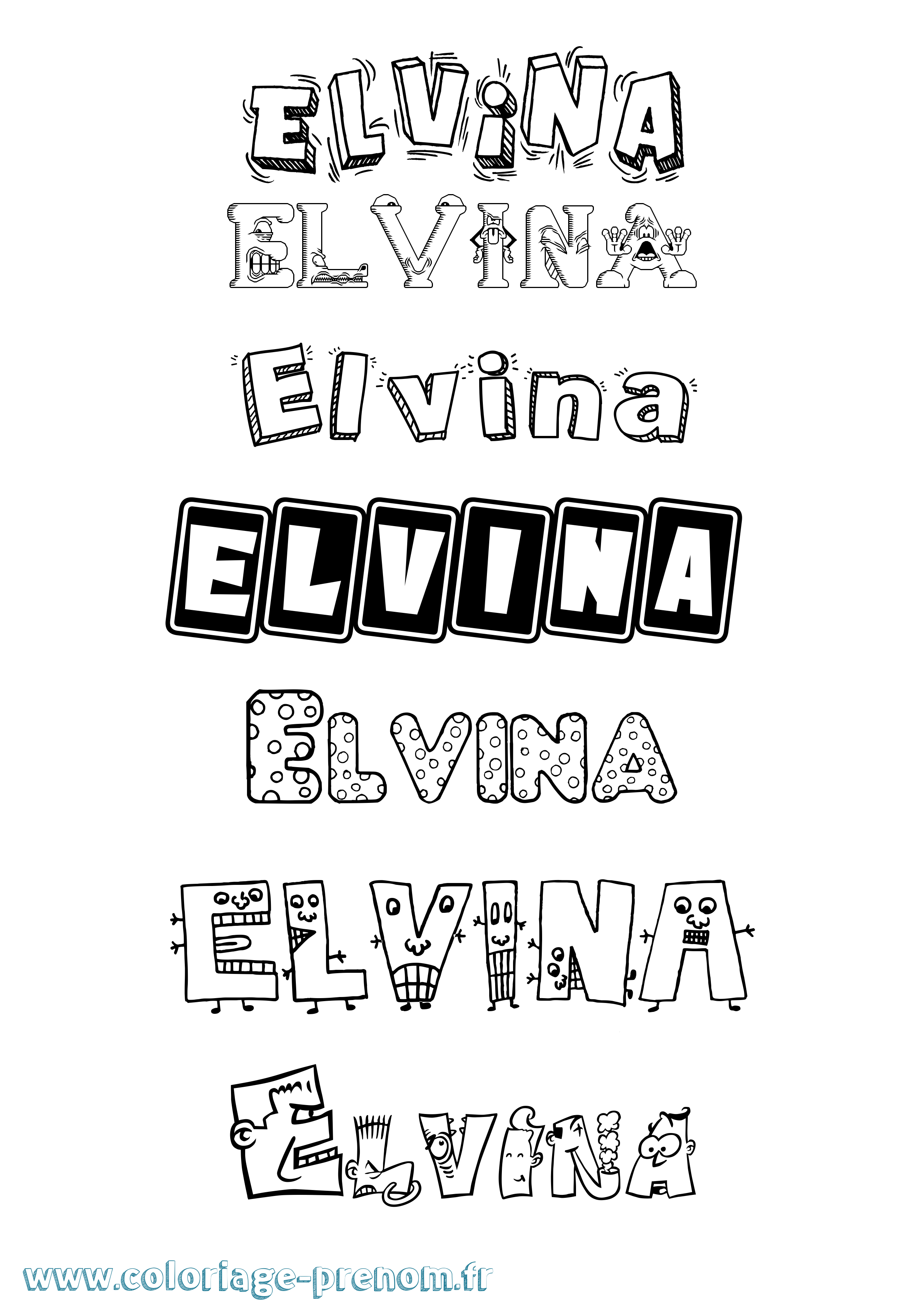 Coloriage prénom Elvina Fun