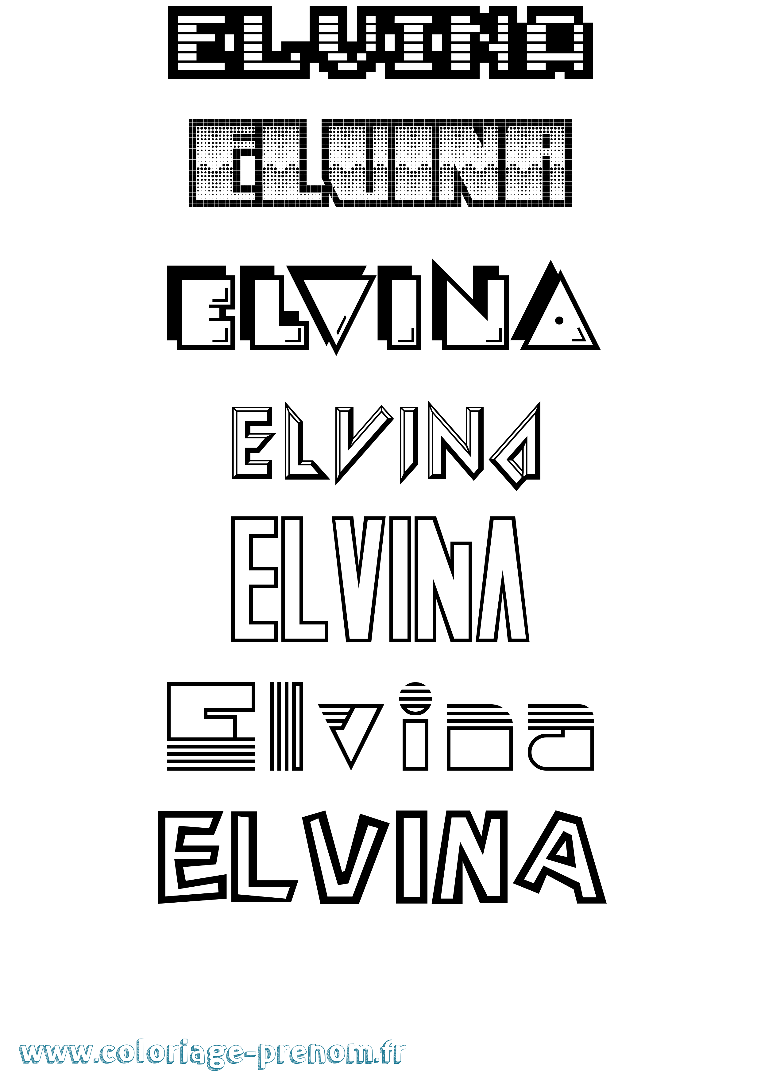 Coloriage prénom Elvina Jeux Vidéos