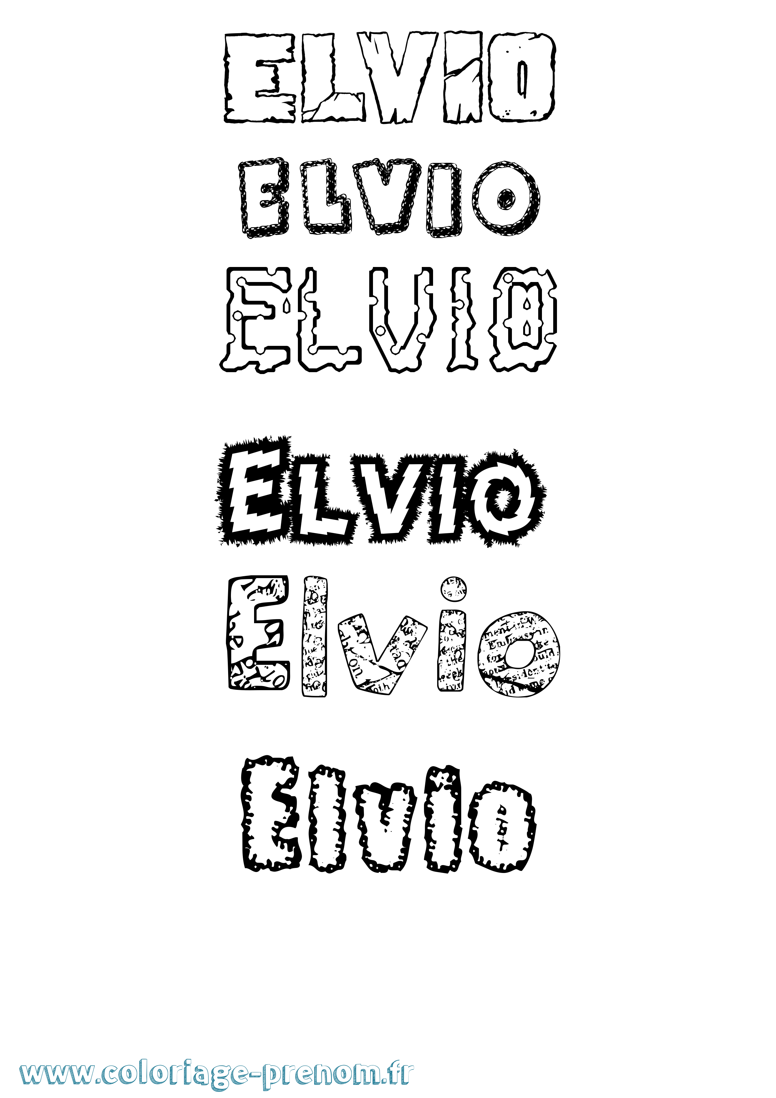 Coloriage prénom Elvio Destructuré