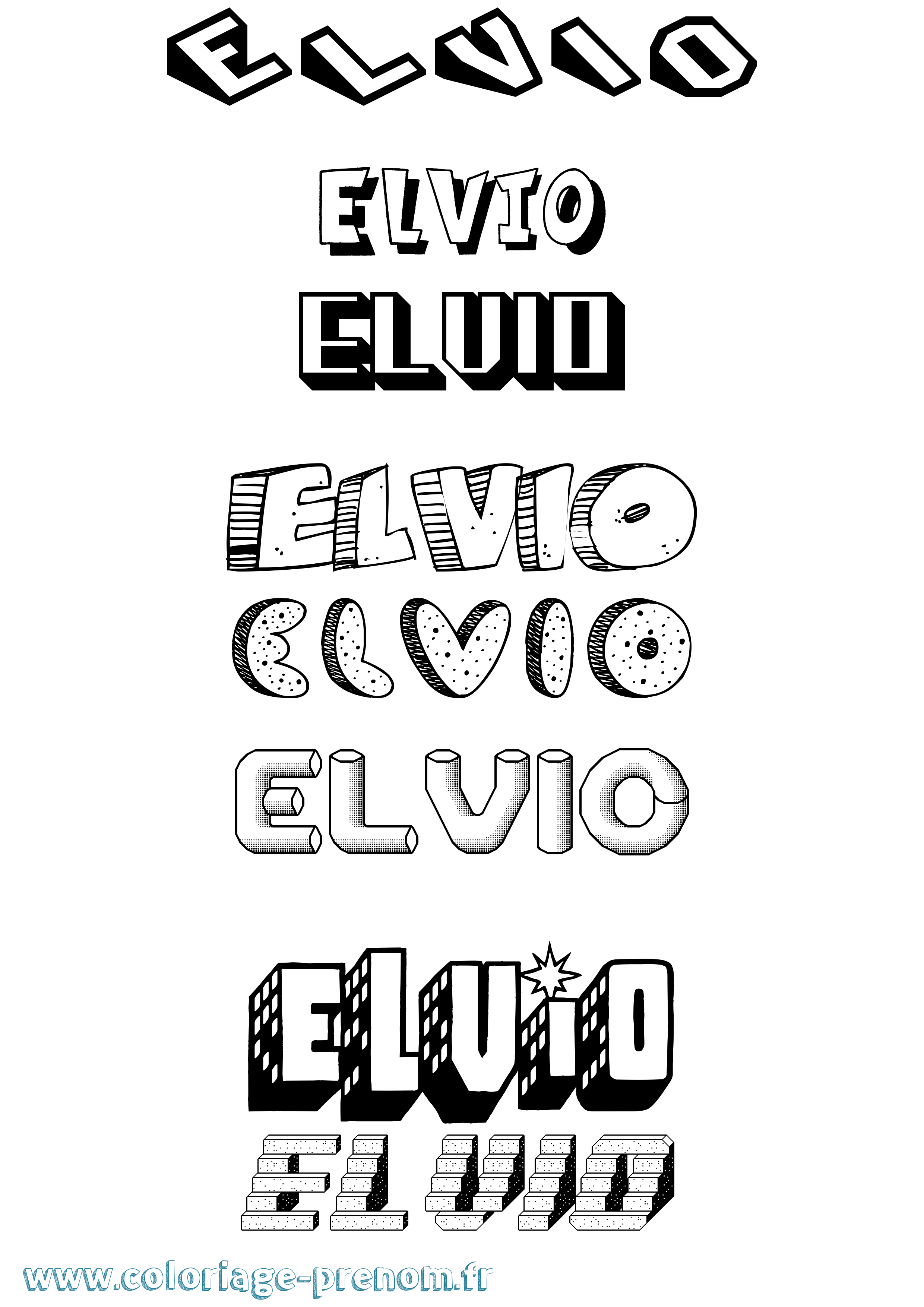 Coloriage prénom Elvio Effet 3D