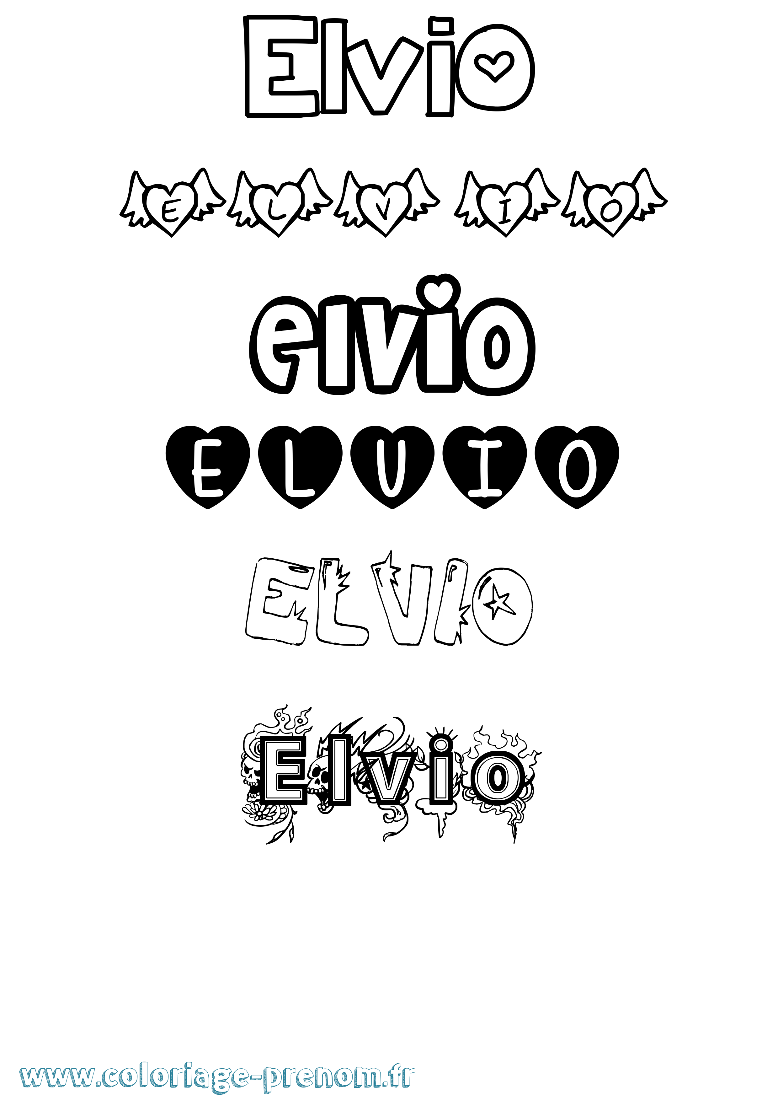 Coloriage prénom Elvio Girly