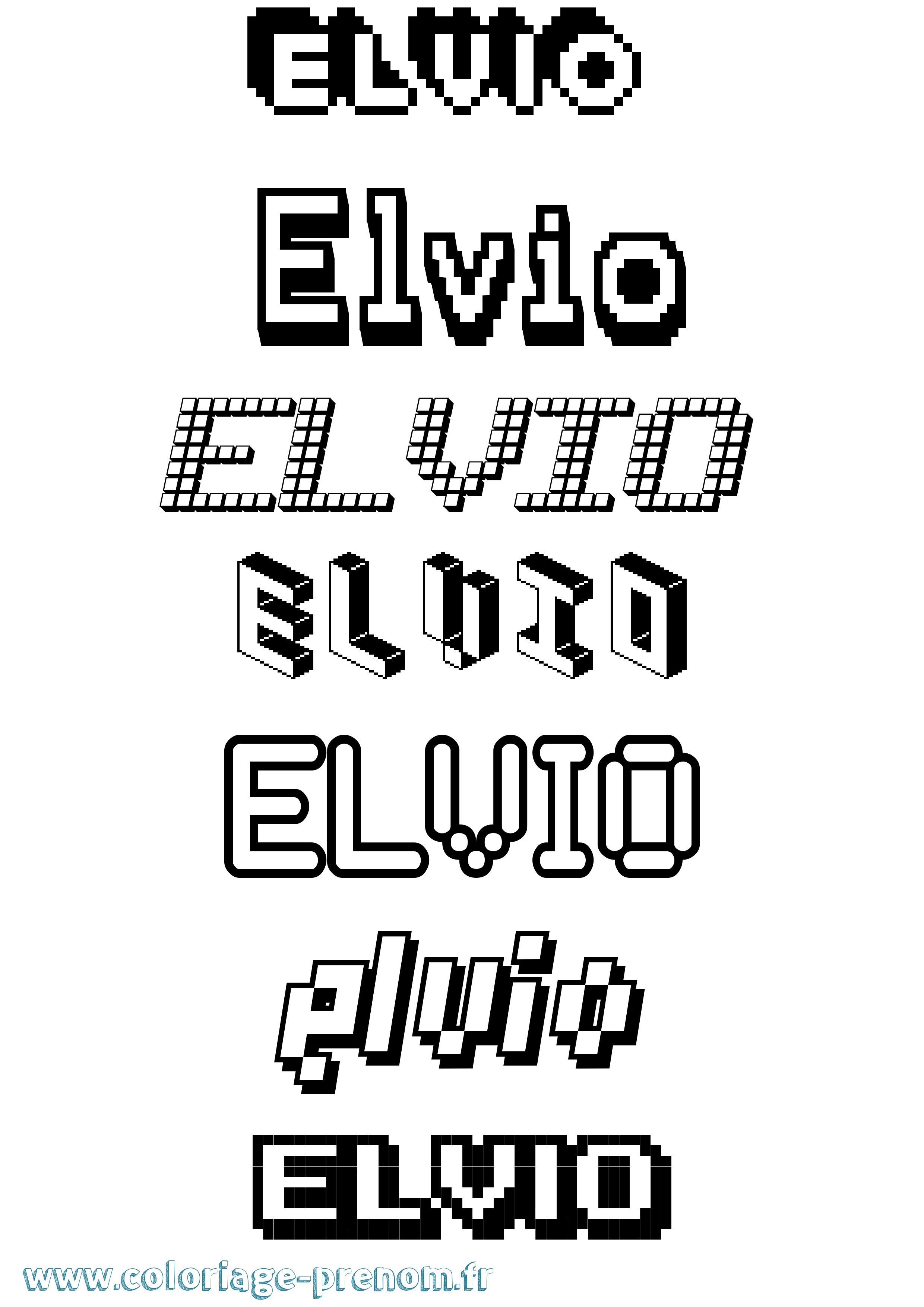 Coloriage prénom Elvio Pixel