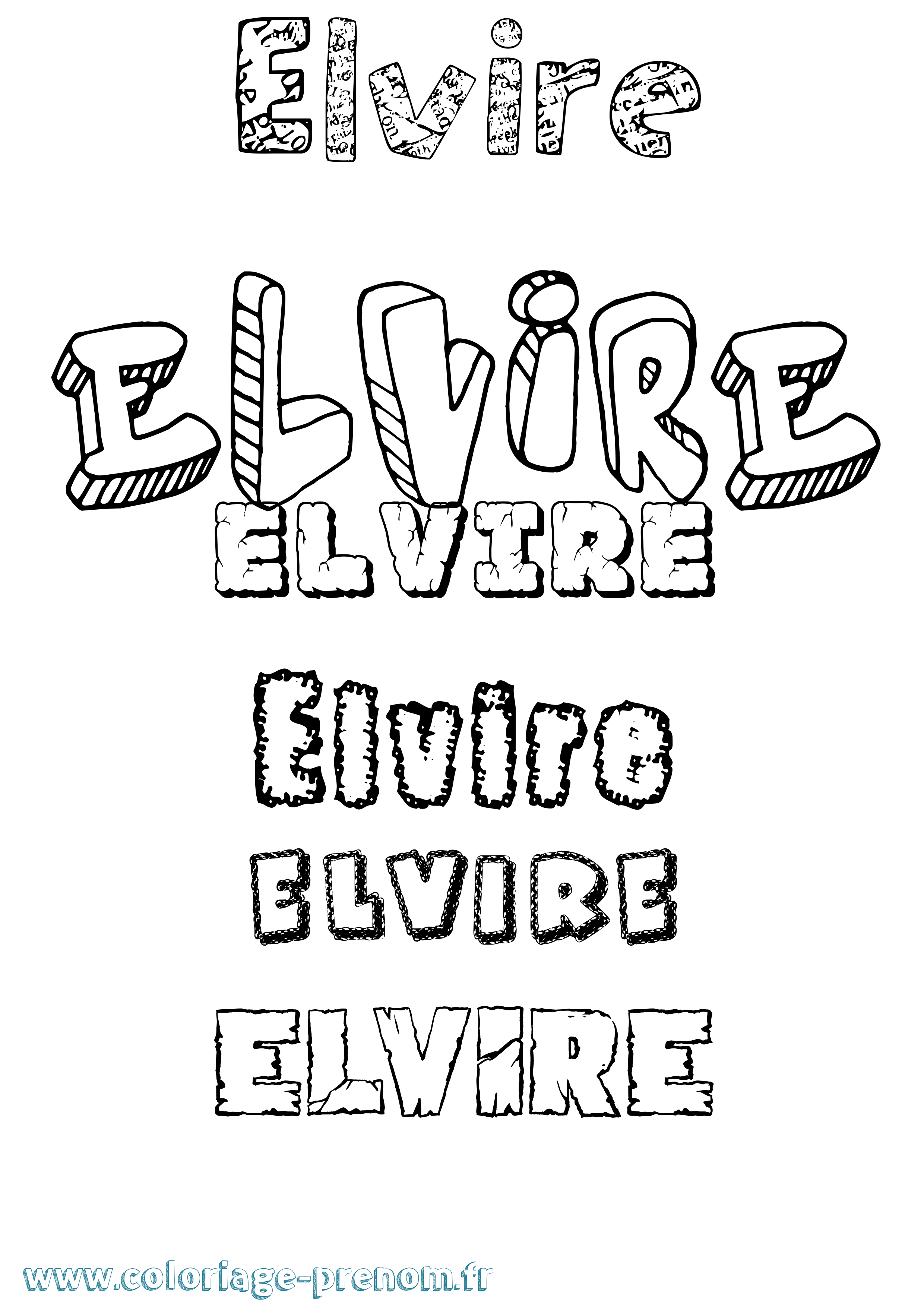 Coloriage prénom Elvire