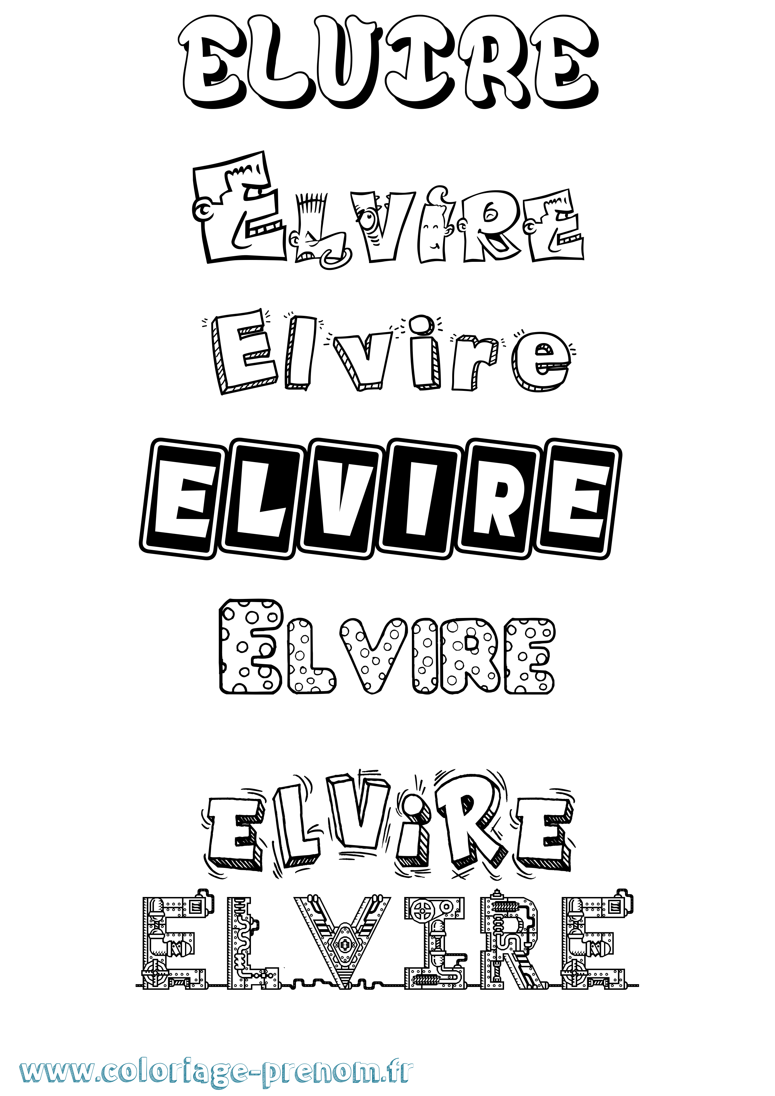Coloriage Elvire Coloriage prénom Elvire