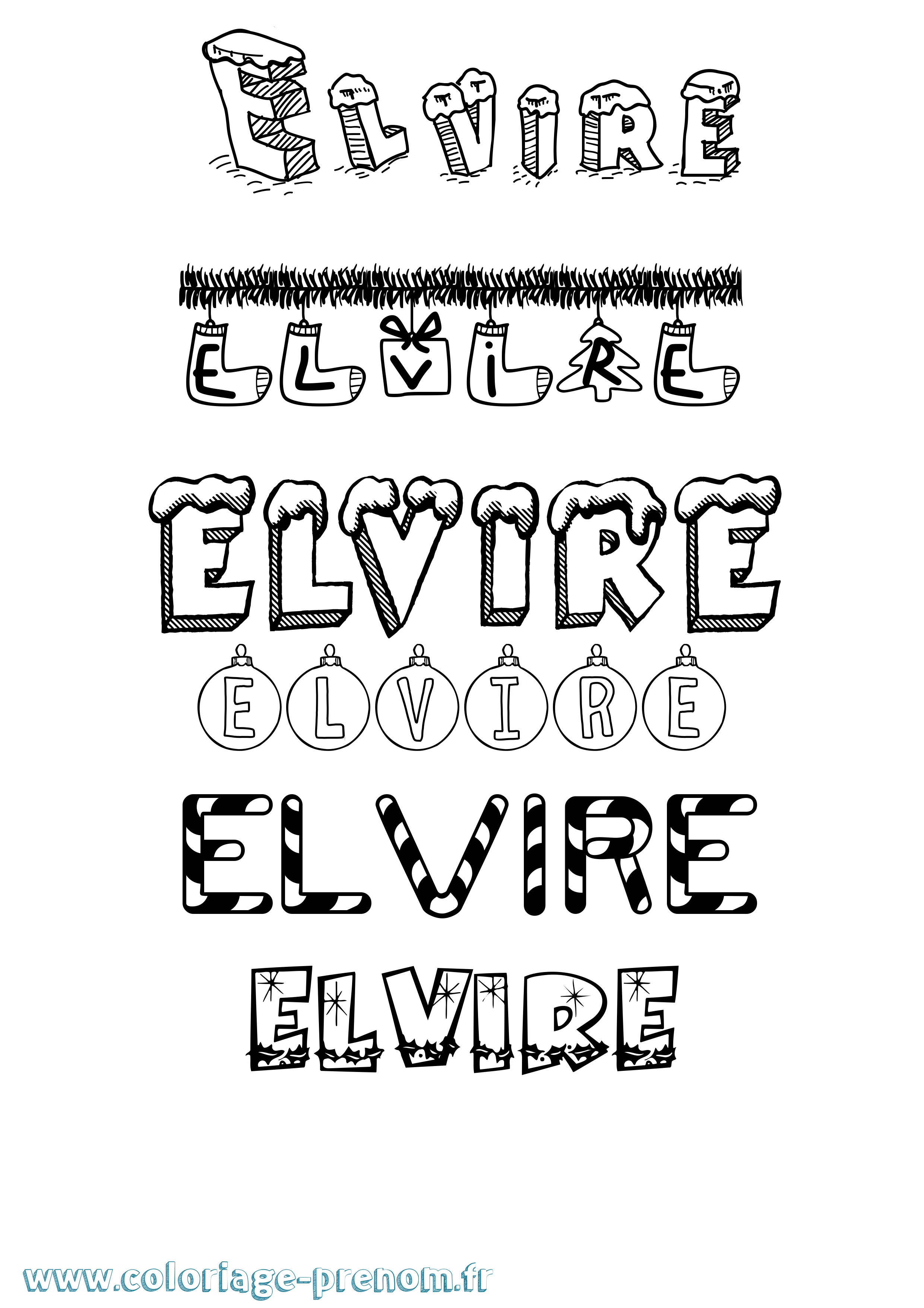 Coloriage Elvire Coloriage prénom Elvire