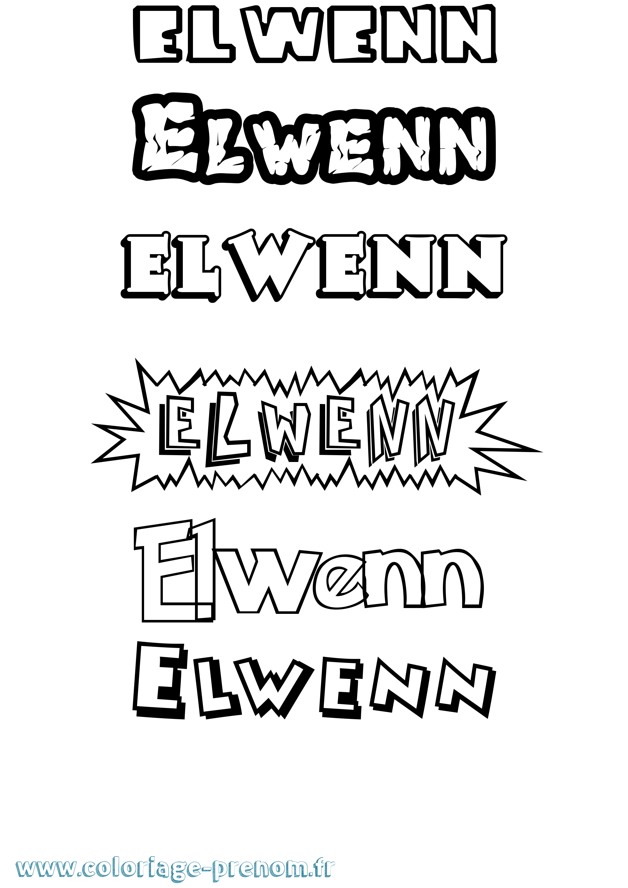 Coloriage prénom Elwenn Dessin Animé