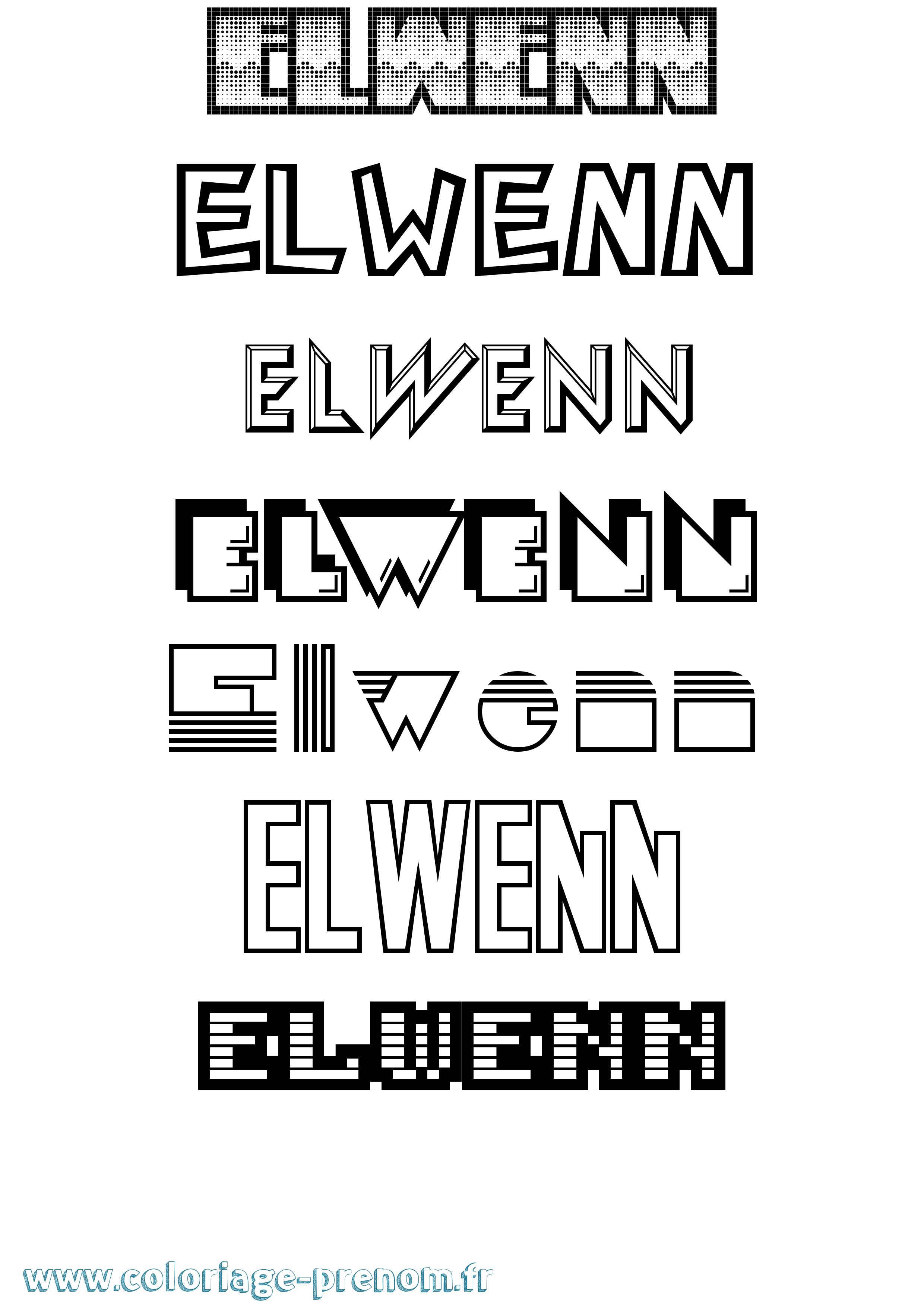 Coloriage prénom Elwenn Jeux Vidéos