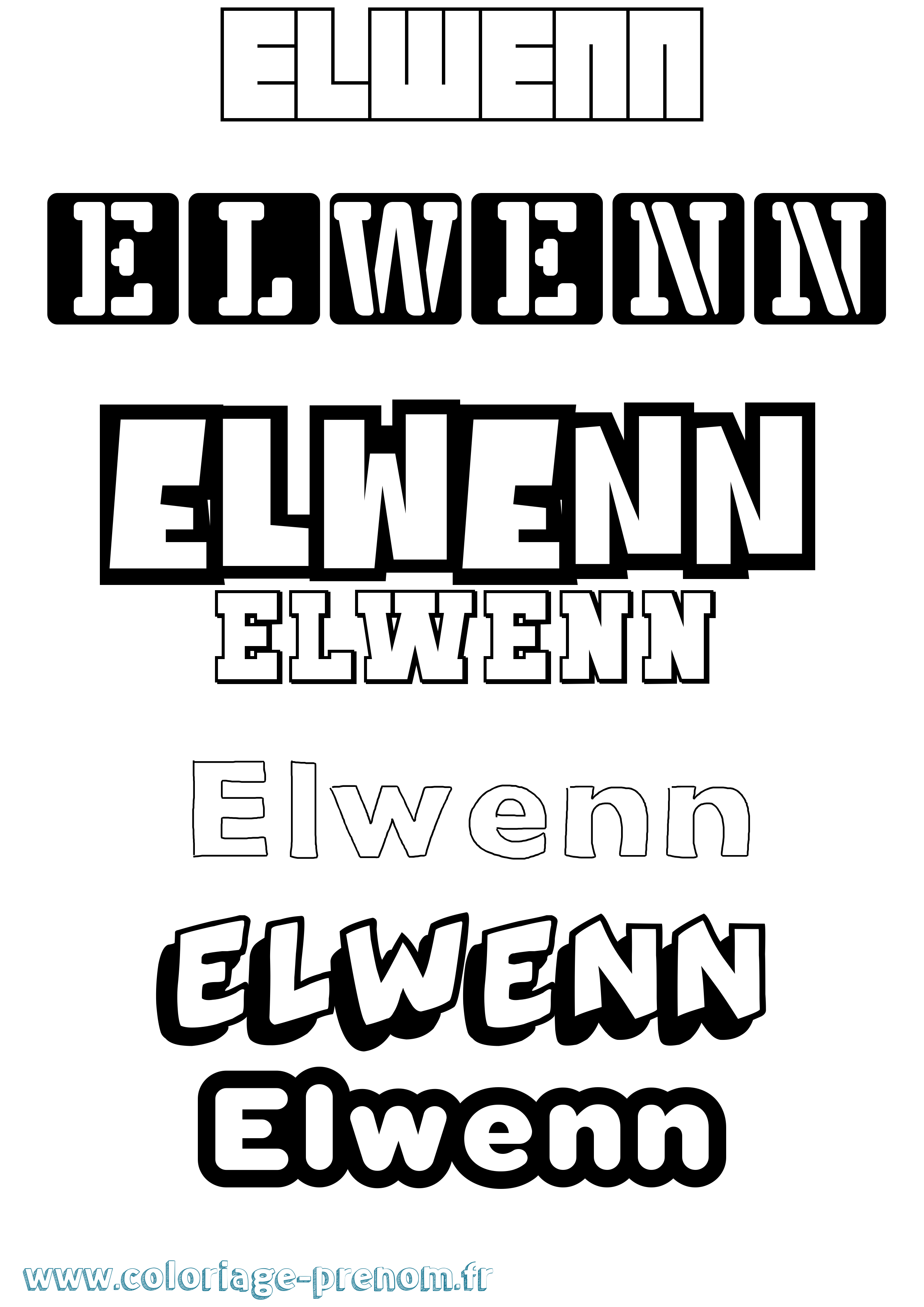 Coloriage prénom Elwenn Simple