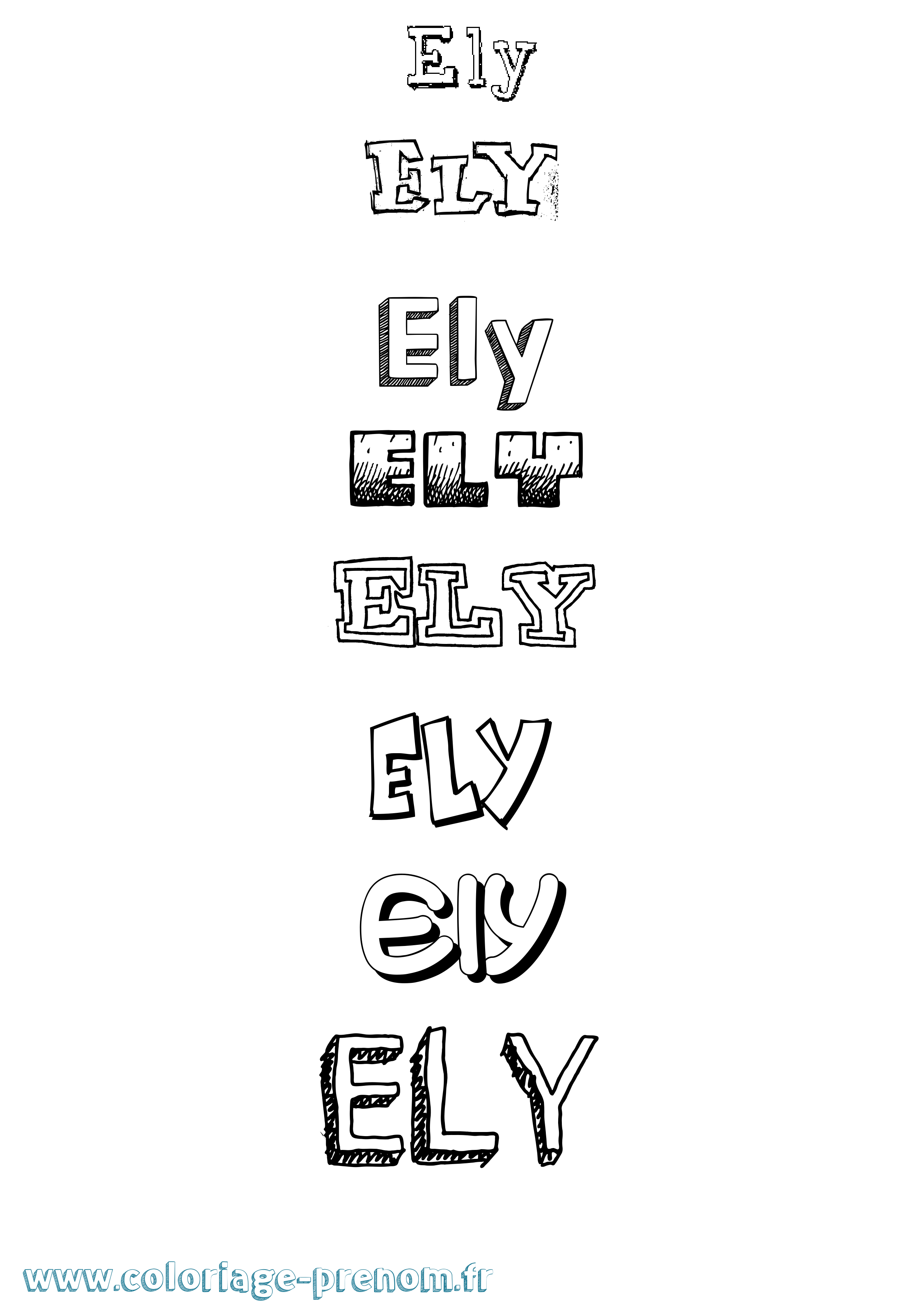 Coloriage Ely Dessiné Coloriage prénom Ely Dessiné