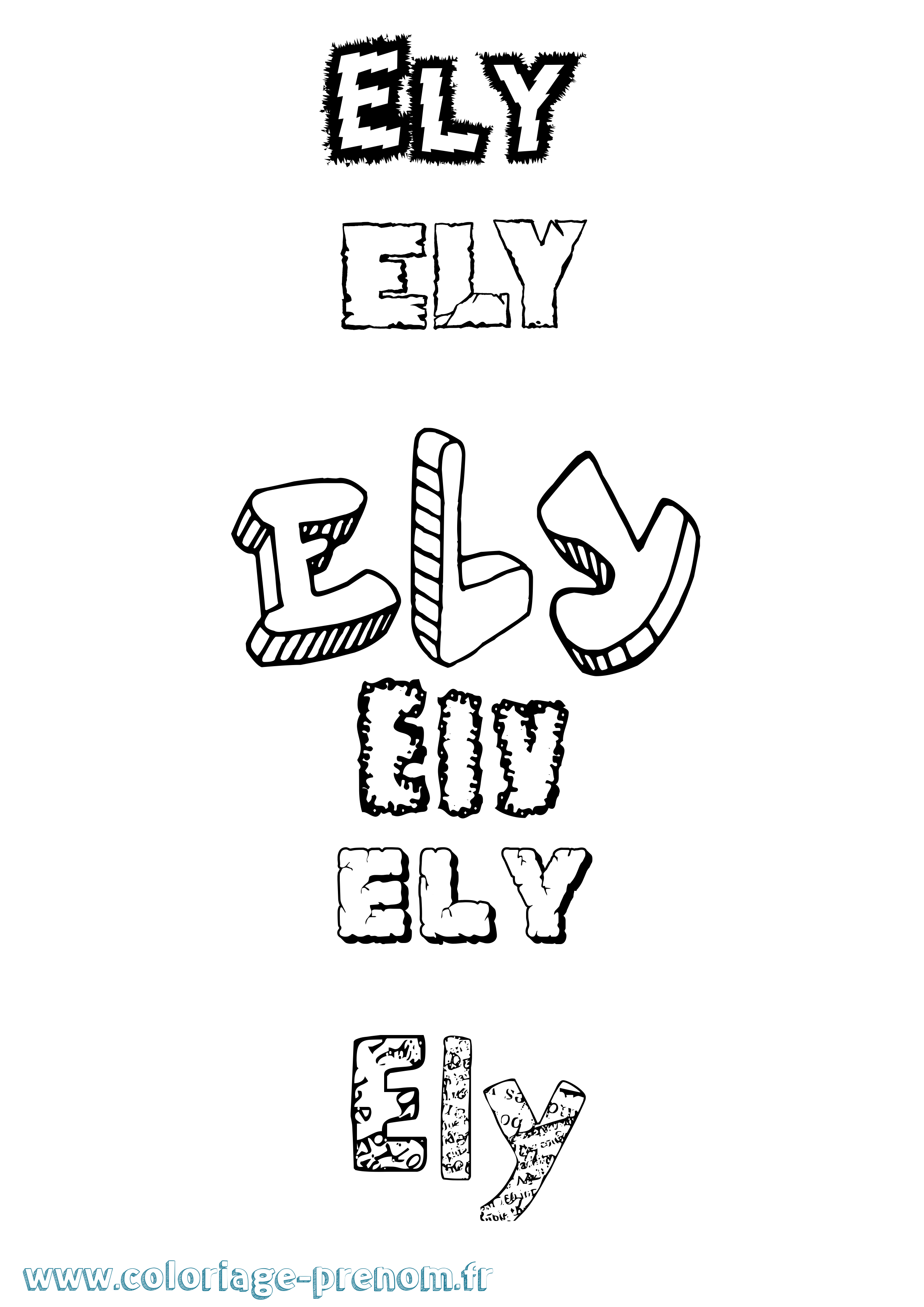 Coloriage Ely Destructuré Coloriage prénom Ely Destructuré