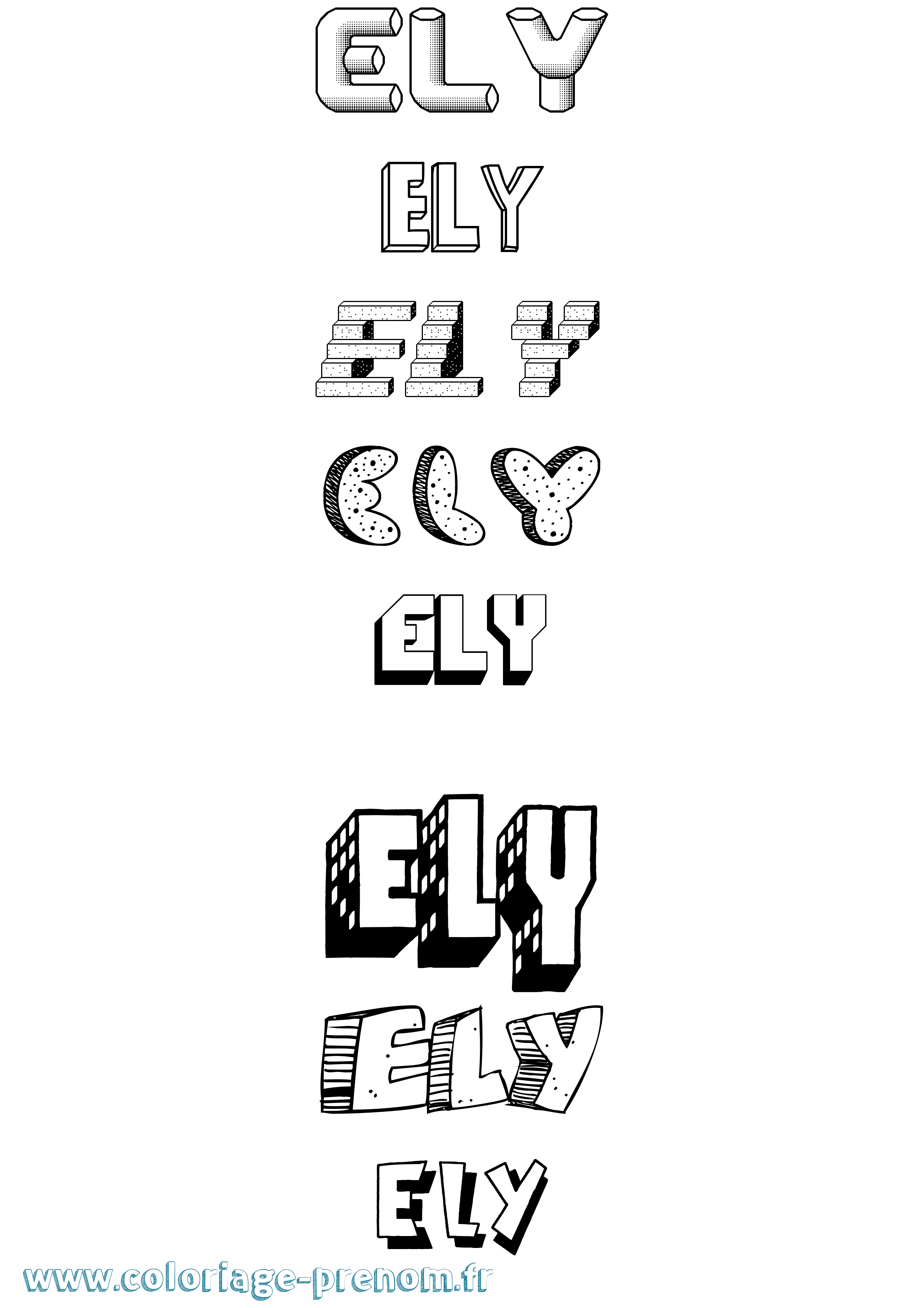 Coloriage Ely Effet 3D Coloriage prénom Ely Effet 3D