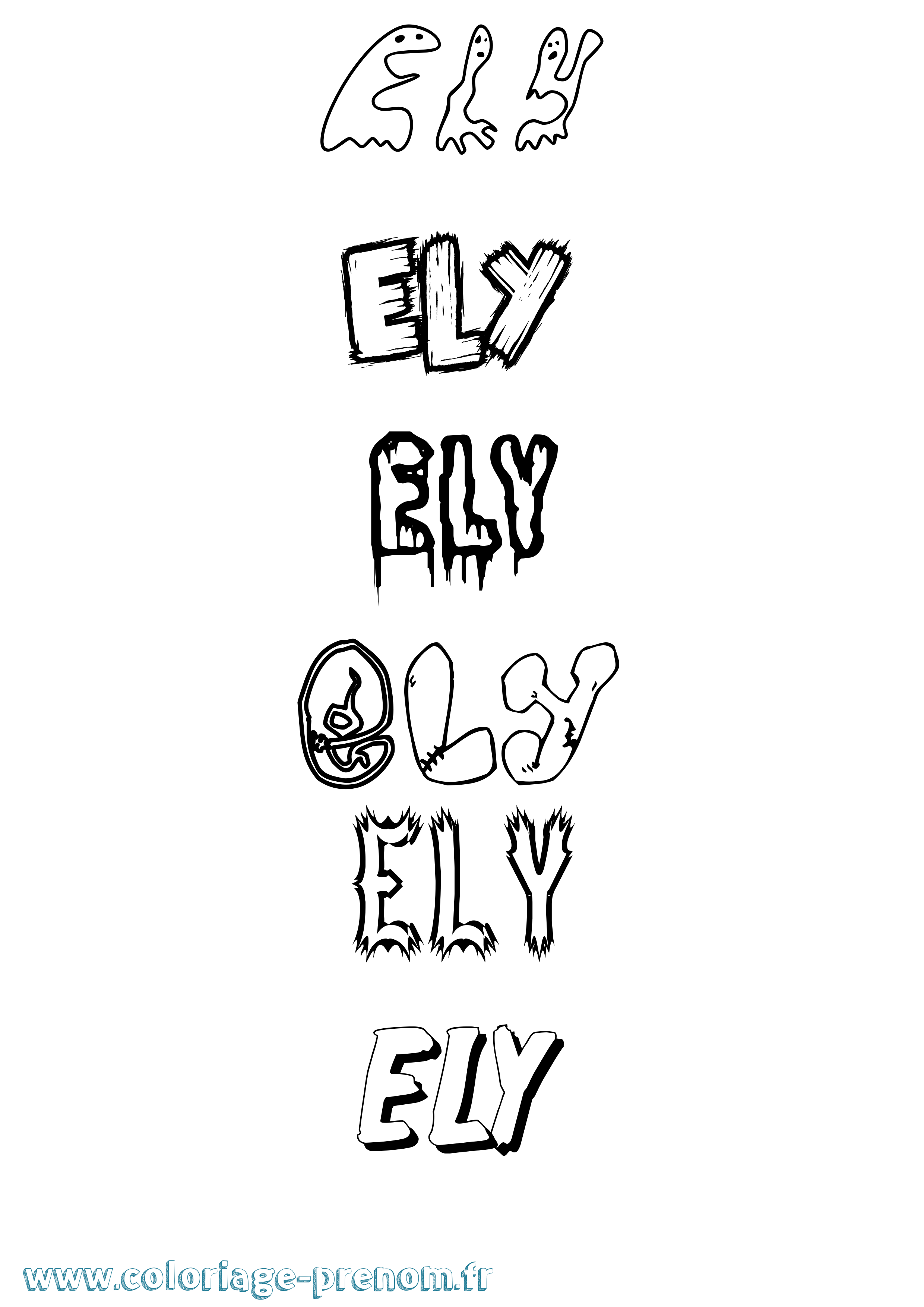Coloriage prénom Ely Frisson
