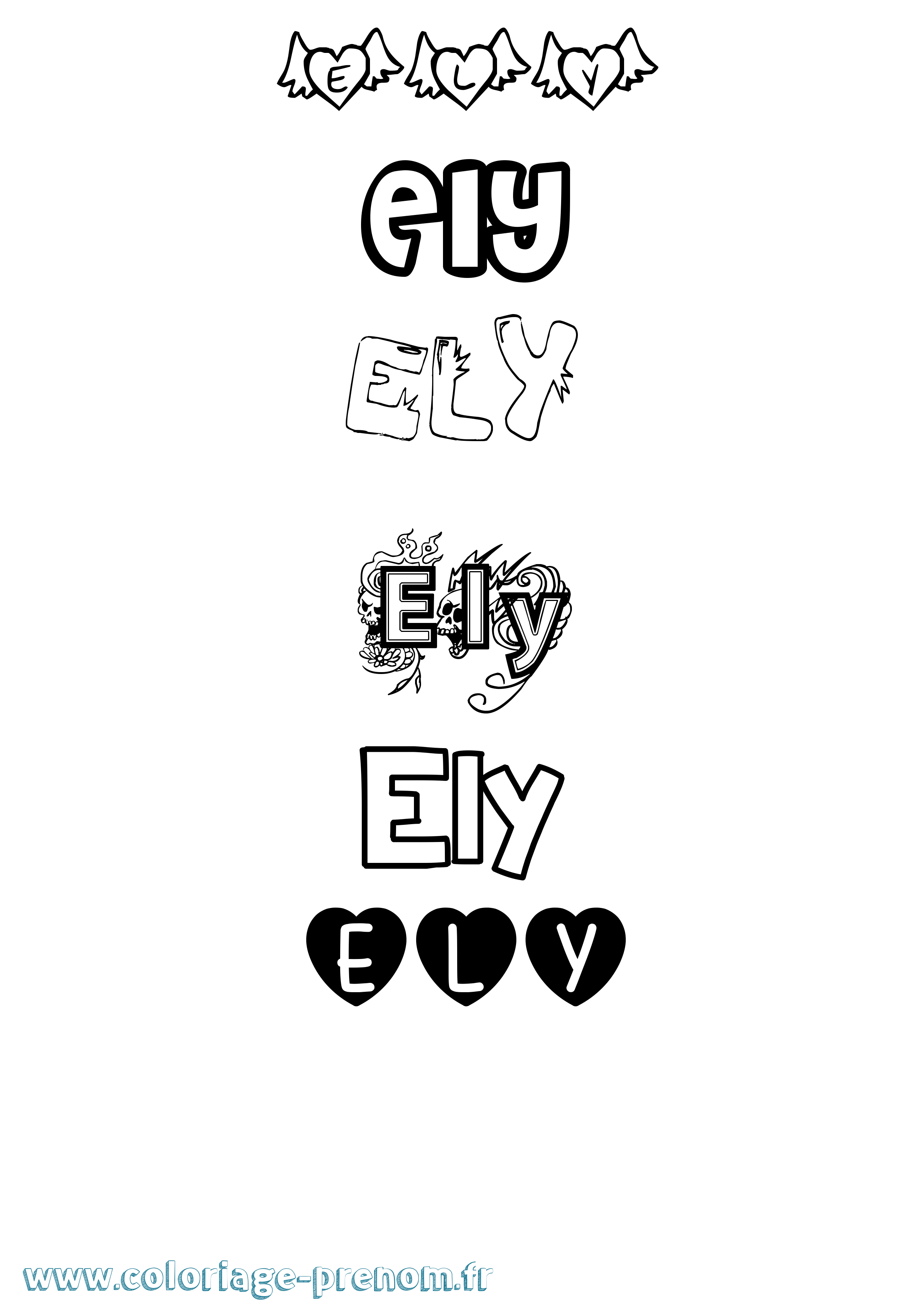 Coloriage Ely Girly Coloriage prénom Ely Girly