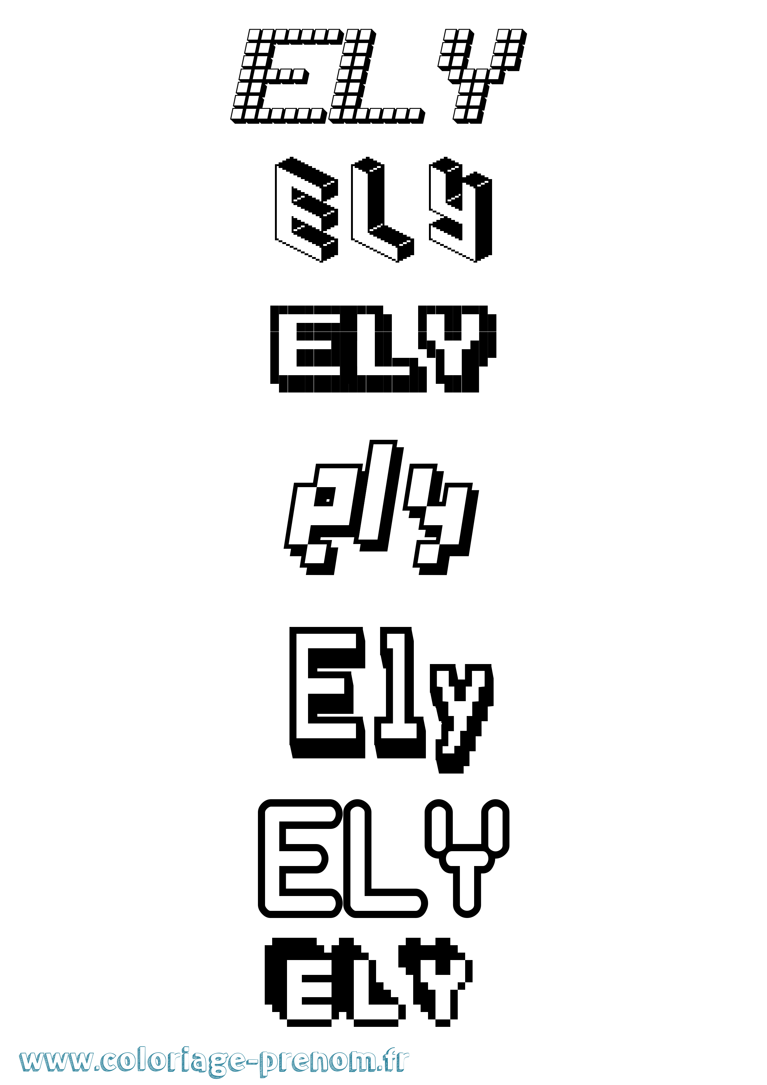 Coloriage prénom Ely Pixel
