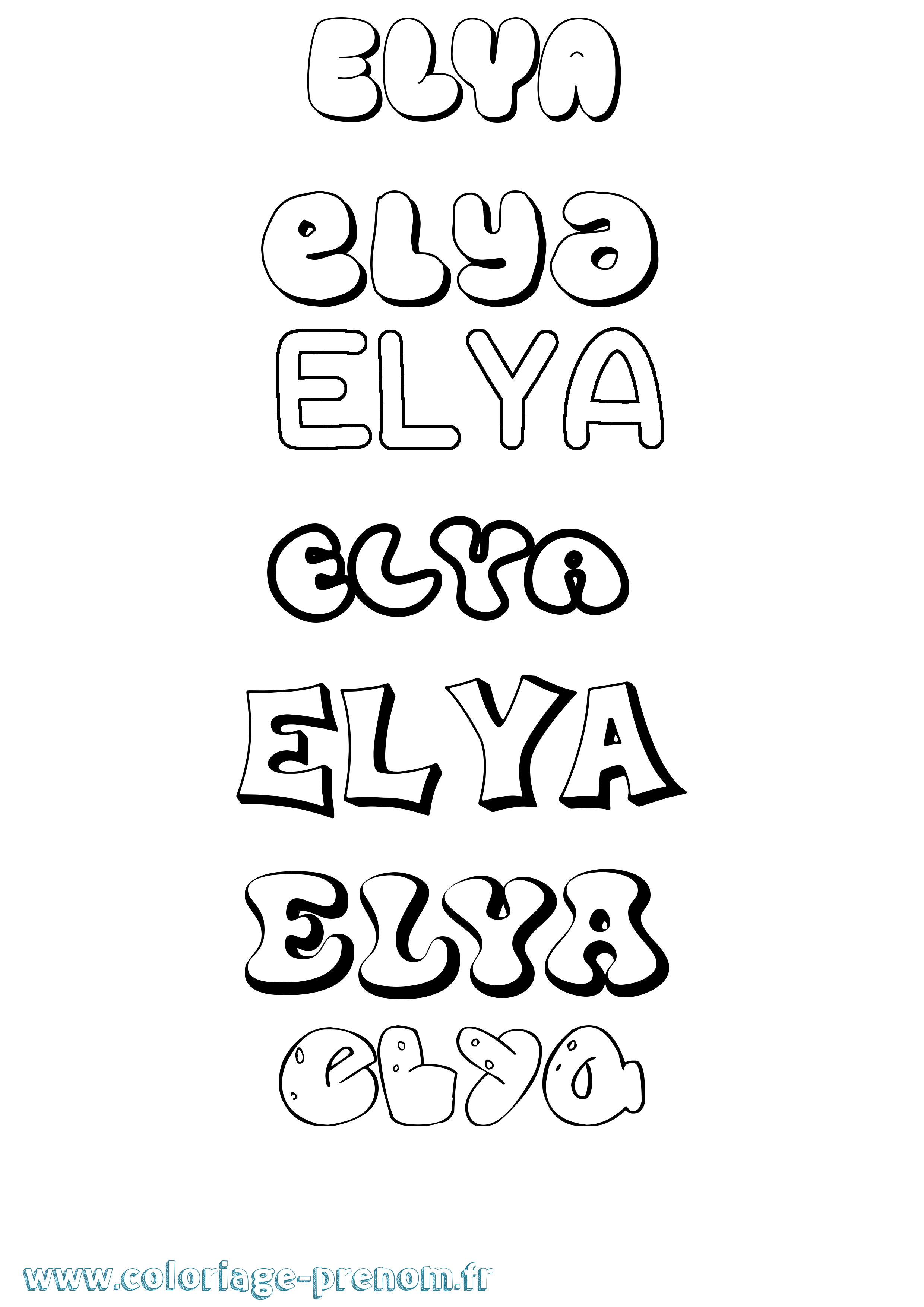 Coloriage prénom Elya