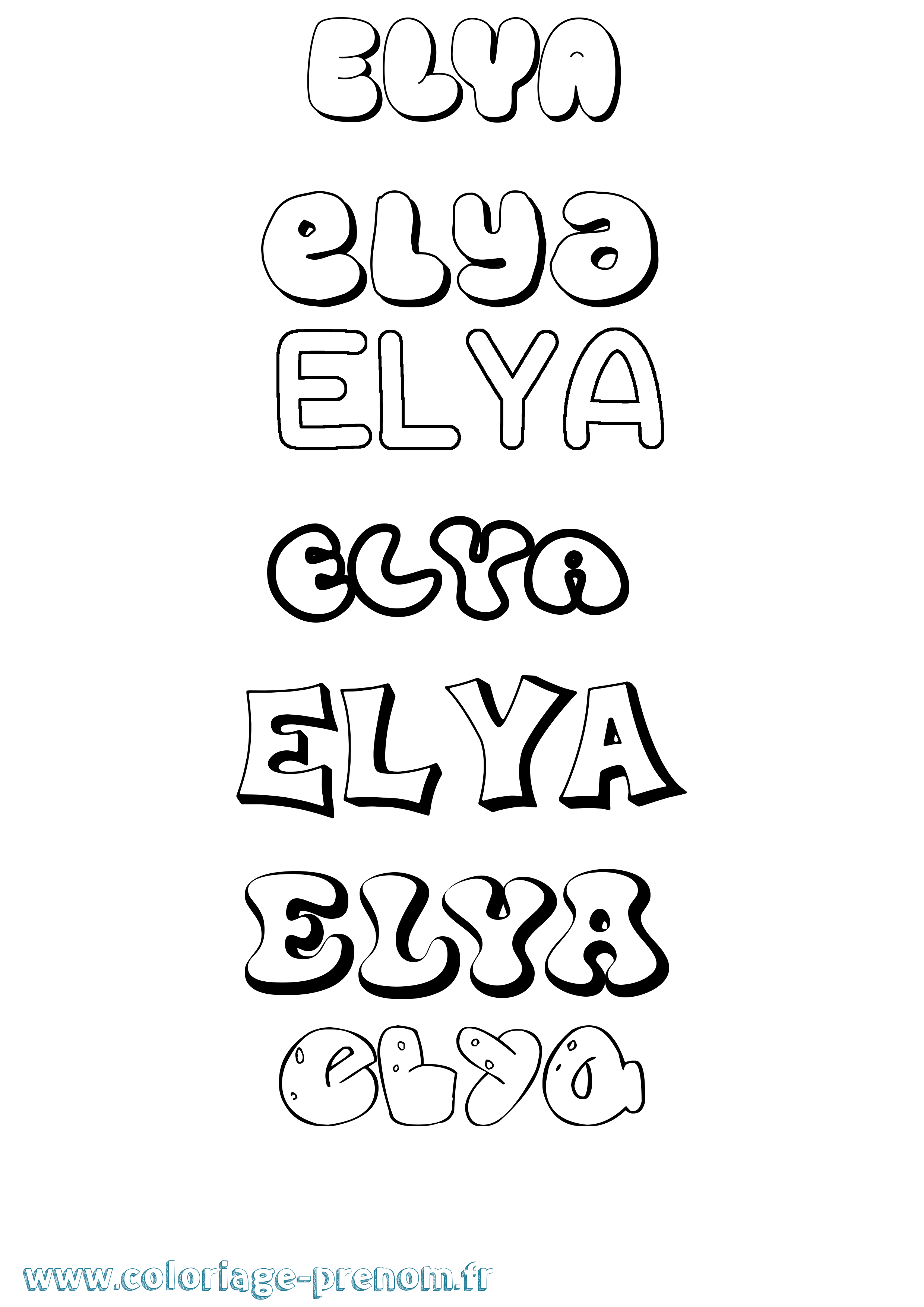 Coloriage Elya Coloriage prénom Elya
