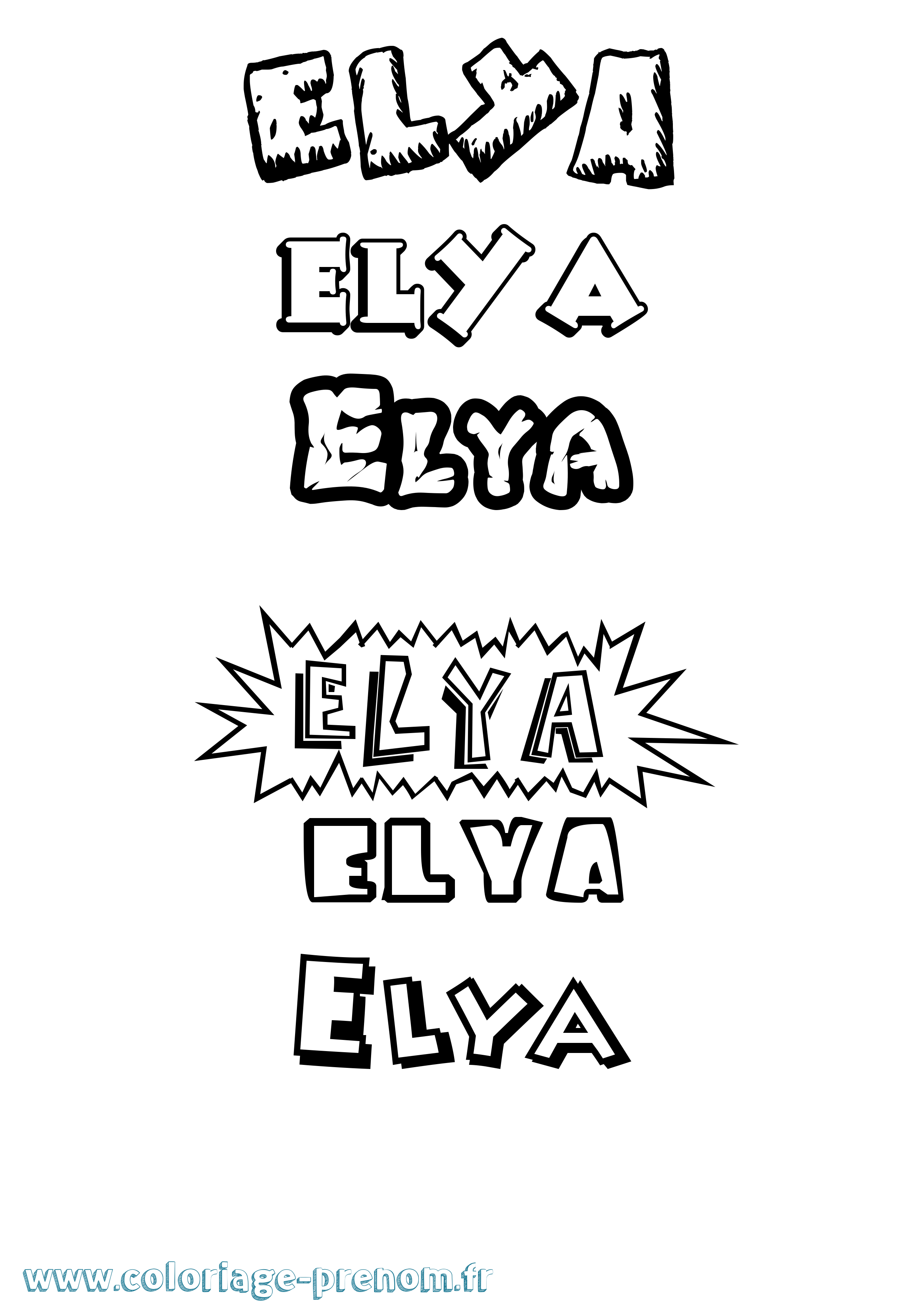 Coloriage prénom Elya