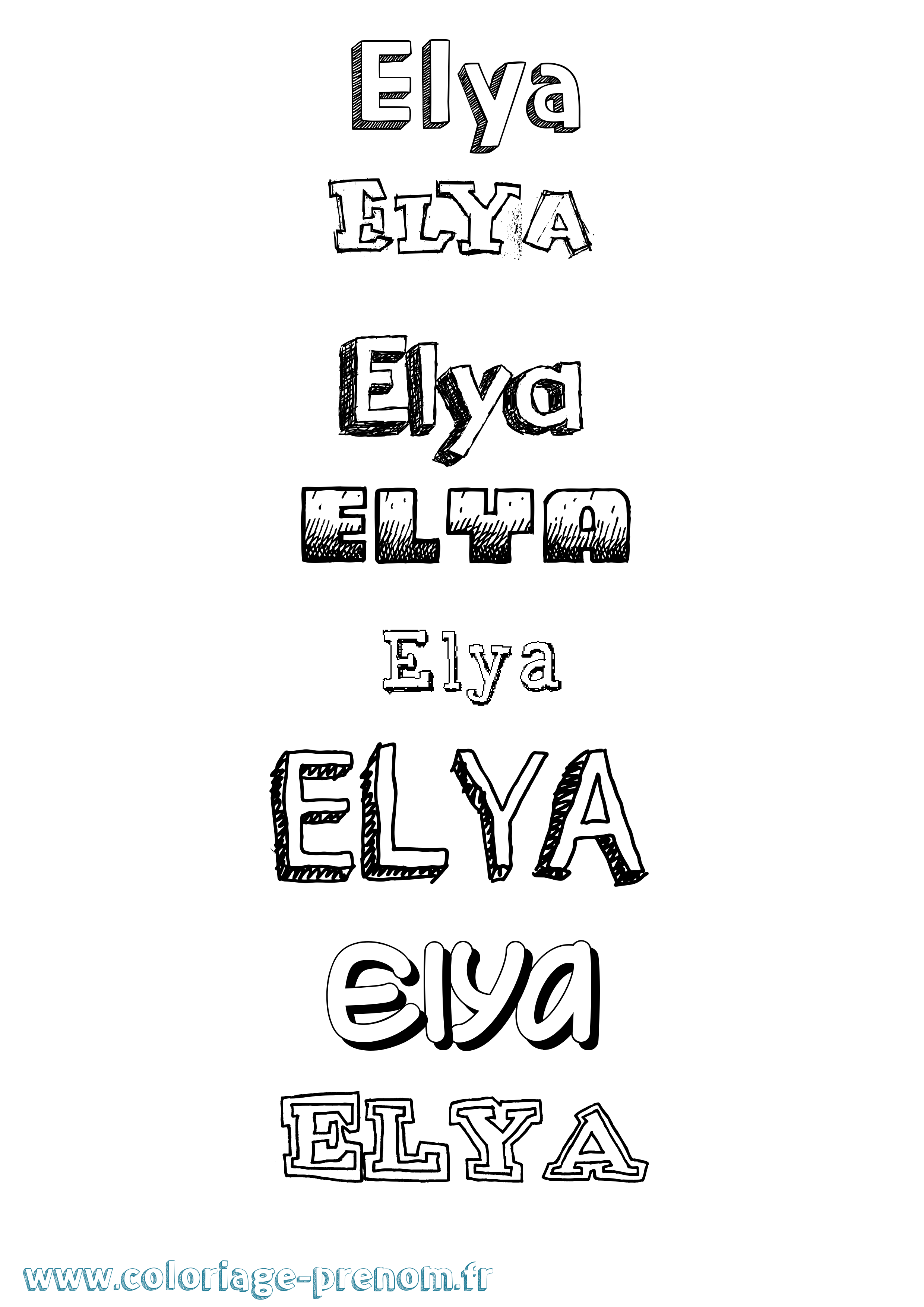 Coloriage Elya Coloriage prénom Elya