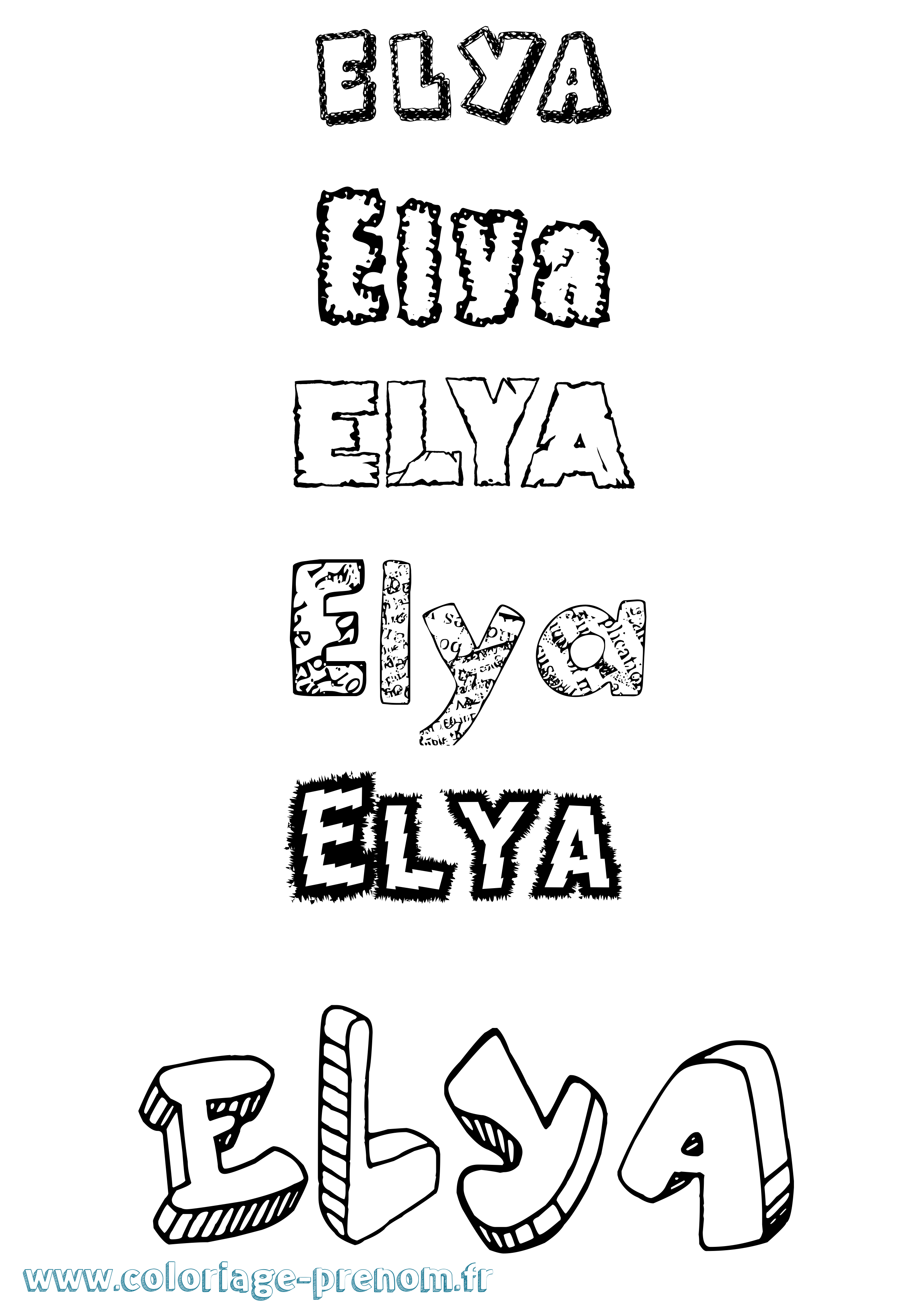 Coloriage Elya Coloriage prénom Elya
