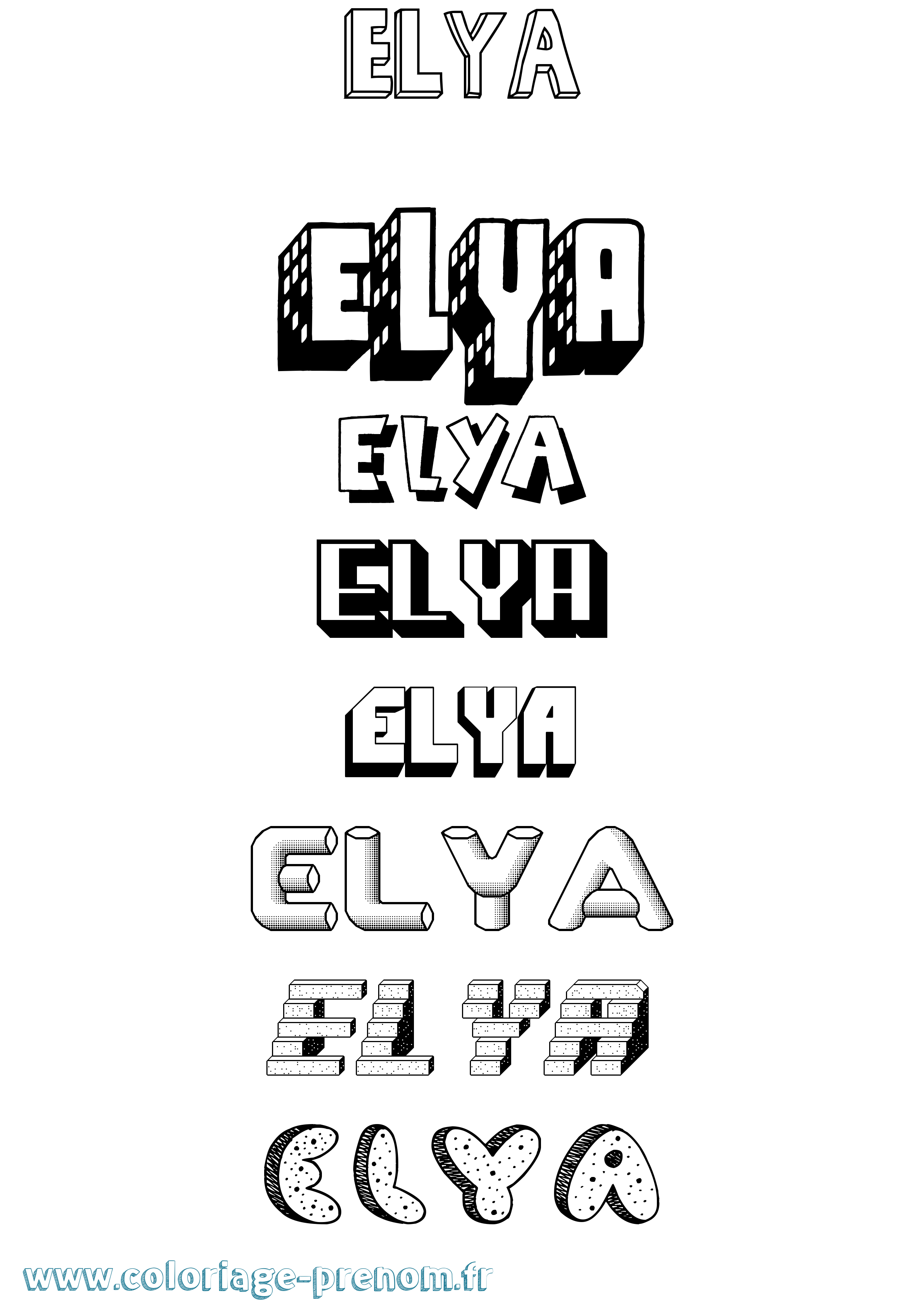 Coloriage Elya Coloriage prénom Elya