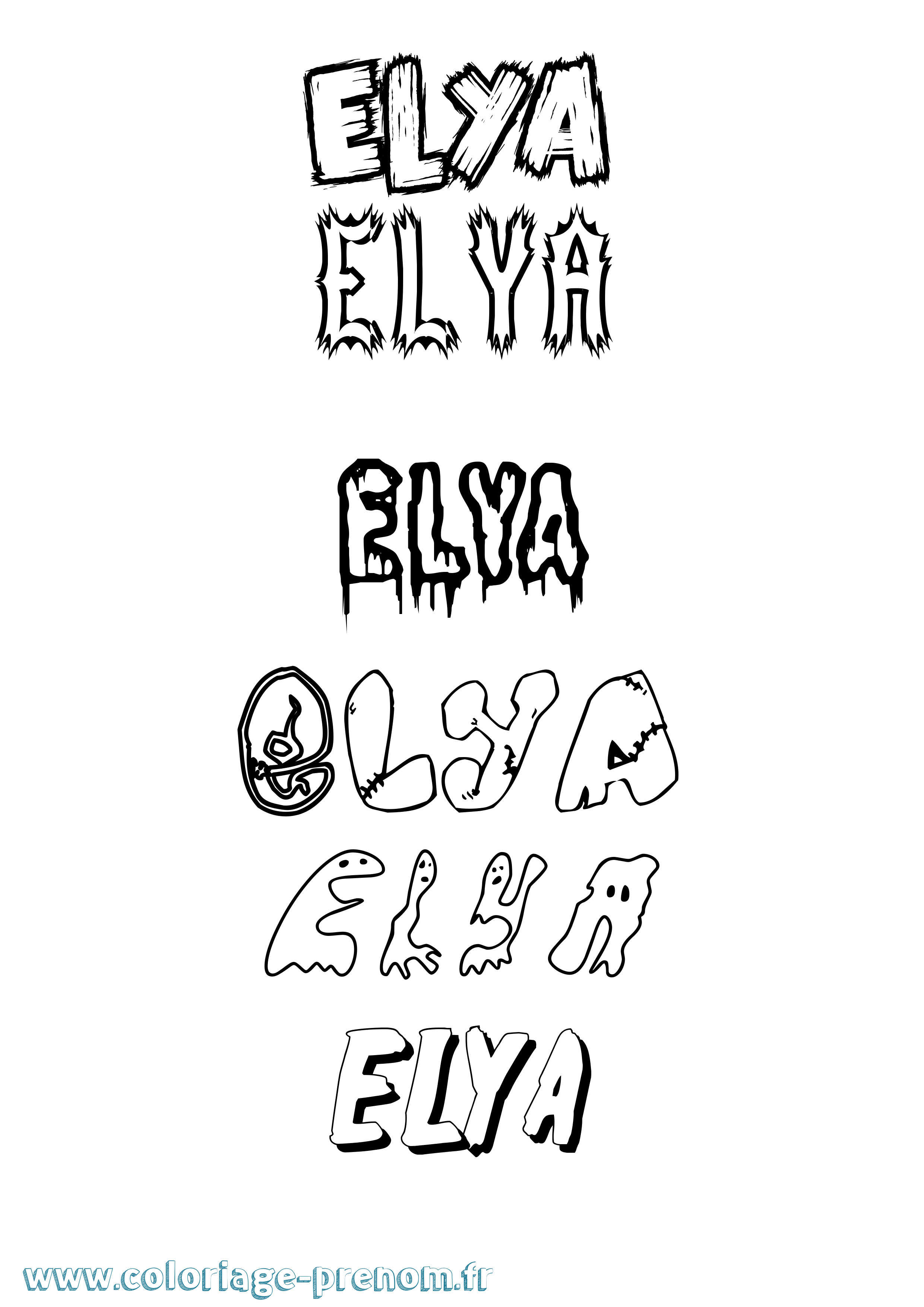 Coloriage Elya Coloriage prénom Elya